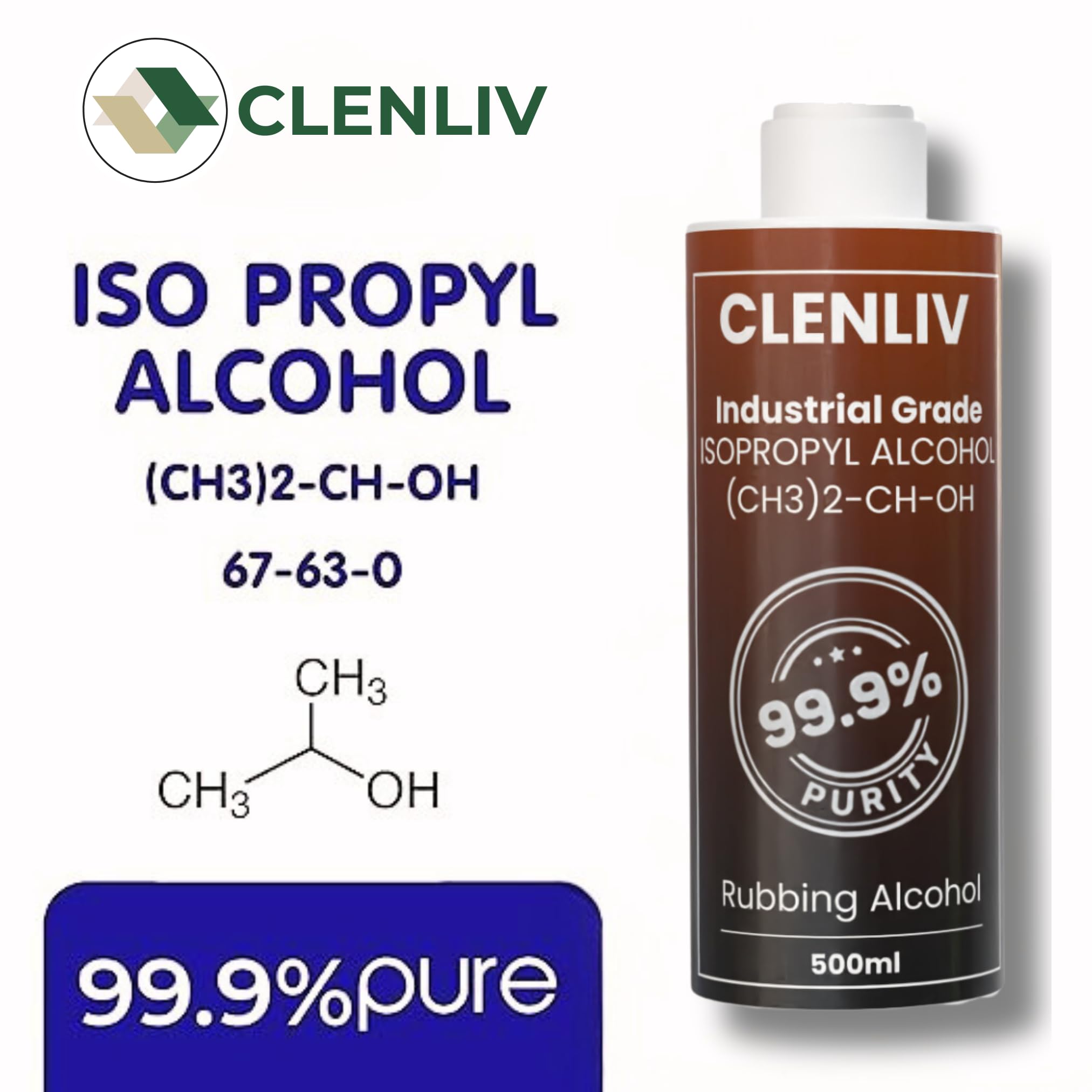 99.9% Pure Isopropyl Alcohol (IPA) for Electronics Cleaning, Medical Disinfection & Surface Sanitizing - CAS 67-63-0 - Ideal for Home, Hospital, Glass, Tile & Metal Cleaning | Stain & Dust Remover Solution