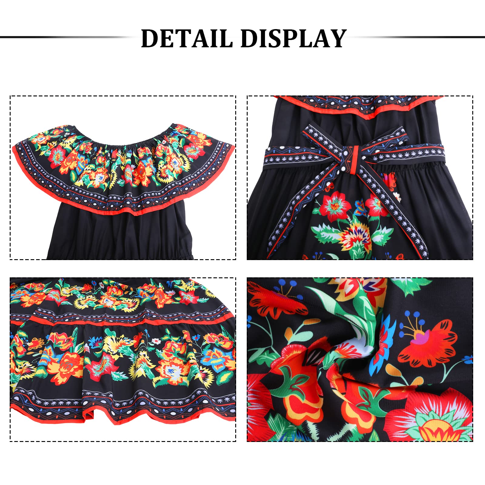 Xplanet Women's Mexican Off Shoulder Floral Print Maxi Dress - Summer Casual Party Sundress for Beach Vacation, Date Night & Outdoor Events