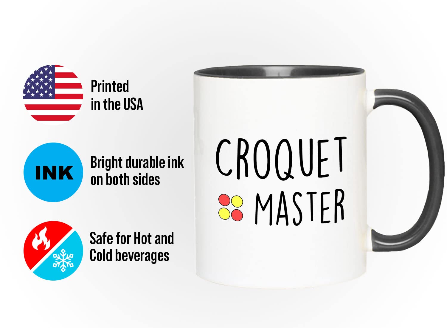 11oz Croquet 2-Tone Black Mug - Perfect Gift for Croquet Master & Sports Enthusiasts - Ideal for Tennis, Racquetball, Netball, Softball Fans - Great for Game Days, Tailgating & Outdoor Gatherings
