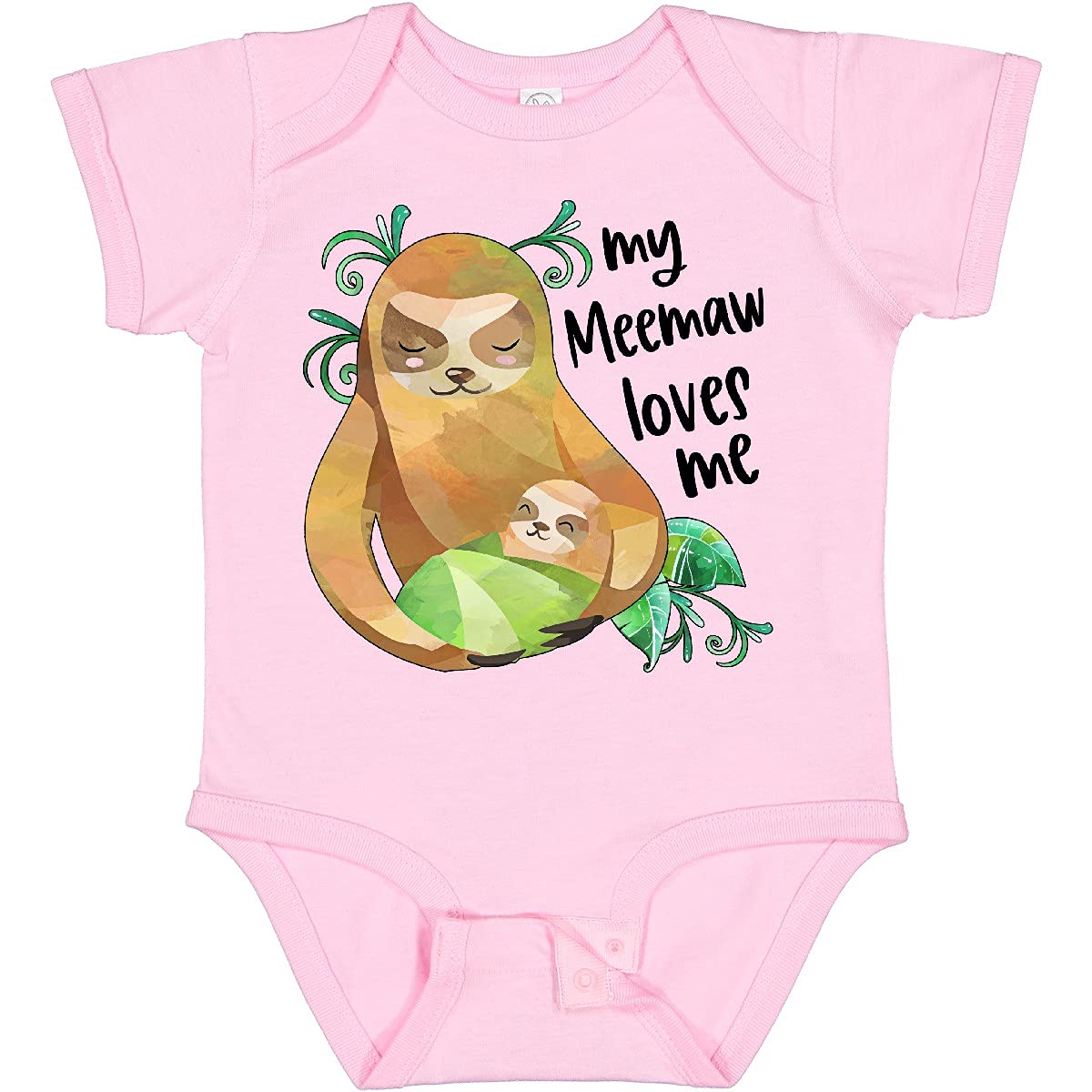 Inktastic My Meemaw Loves Me Cute Sloth and Baby Bodysuit - Soft Cotton Onesie for Newborns & Infants - Perfect for Family Photos, Grandparents Day & Cozy Outfits