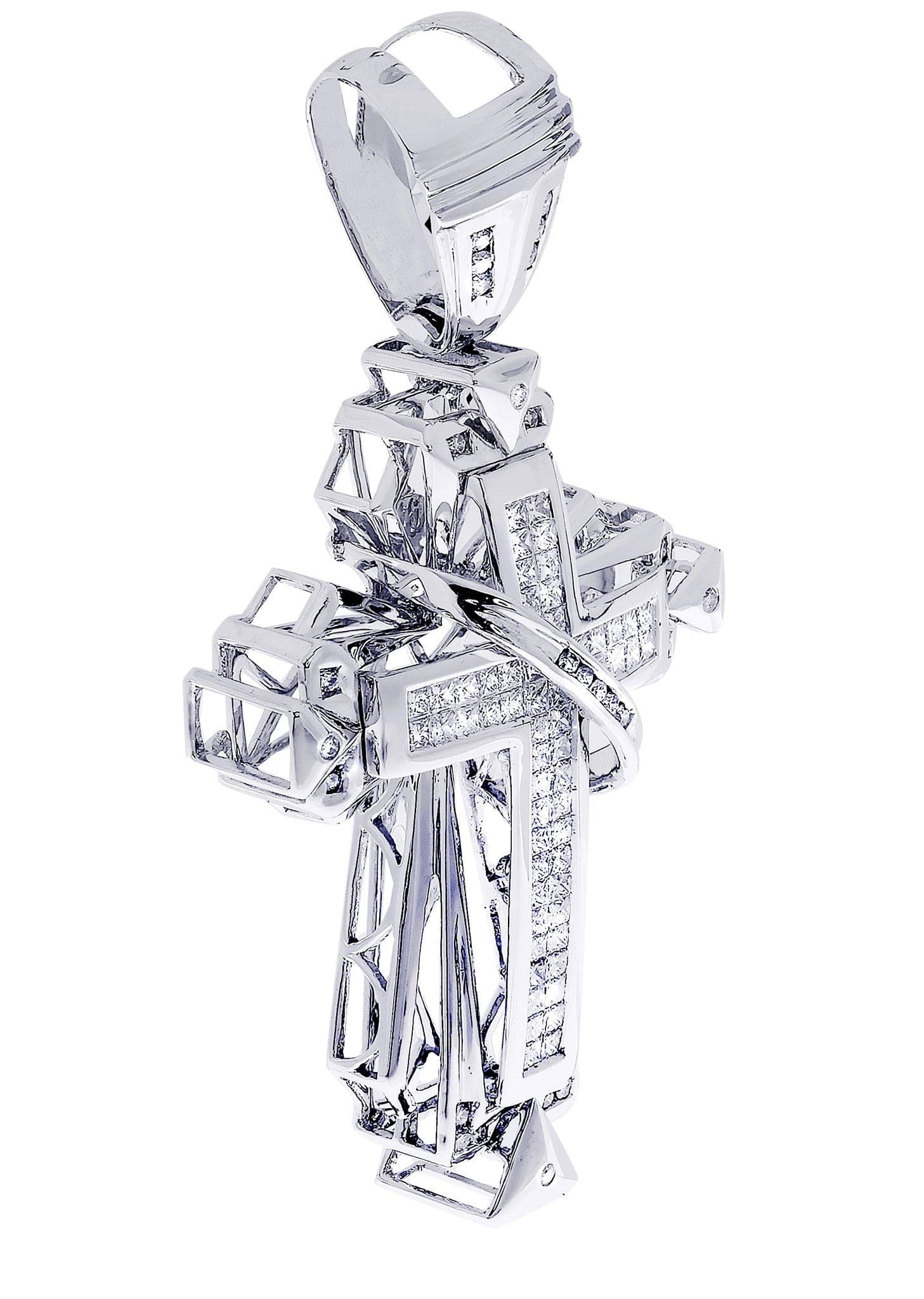 2.66 Carat Diamond Cross Pendant Necklace - 24.59 Grams Solid Gold Religious Jewelry for Women - Perfect for Church, Baptism, Weddings & Special Occasions