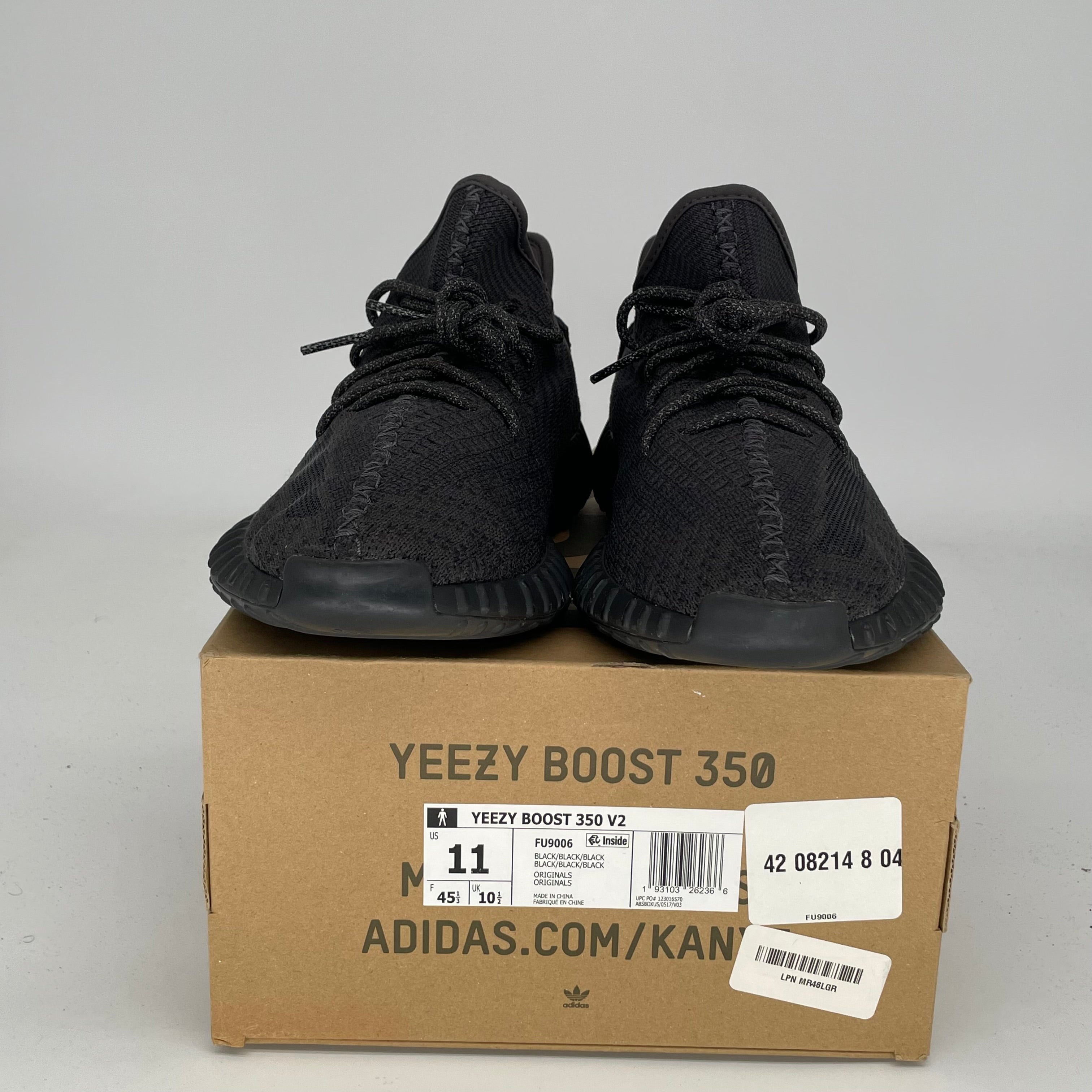 Adidas Yeezy Boost 350 V2 Black Non-Reflective Men's Running Shoes Size 11 - Style Code FU9006 | Perfect for Casual Wear, Gym & Street Fashion