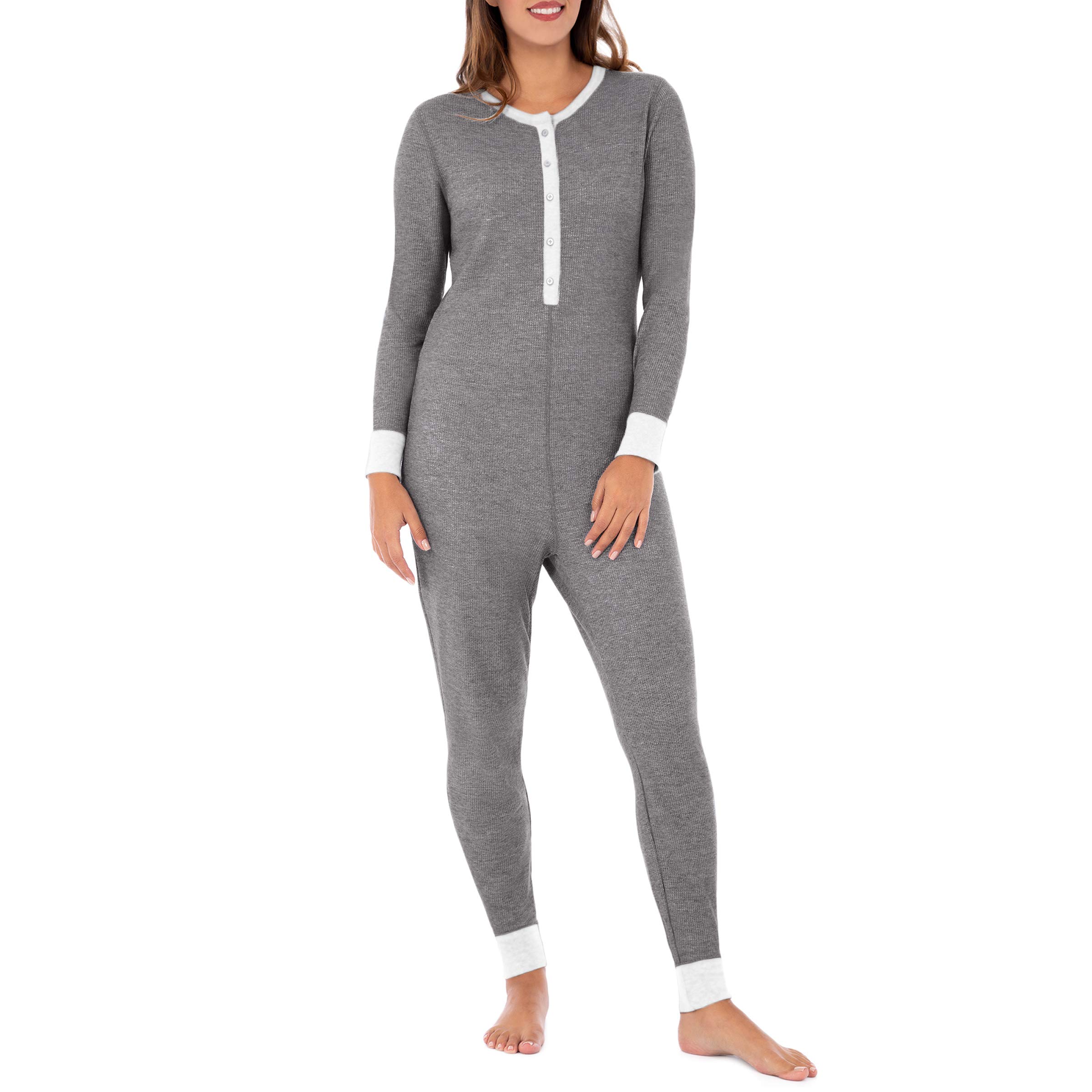 Fruit of the Loom Women's Micro Waffle Premium Thermal Union Suit - Warm Winter Underwear for Cold Weather & Outdoor Activities