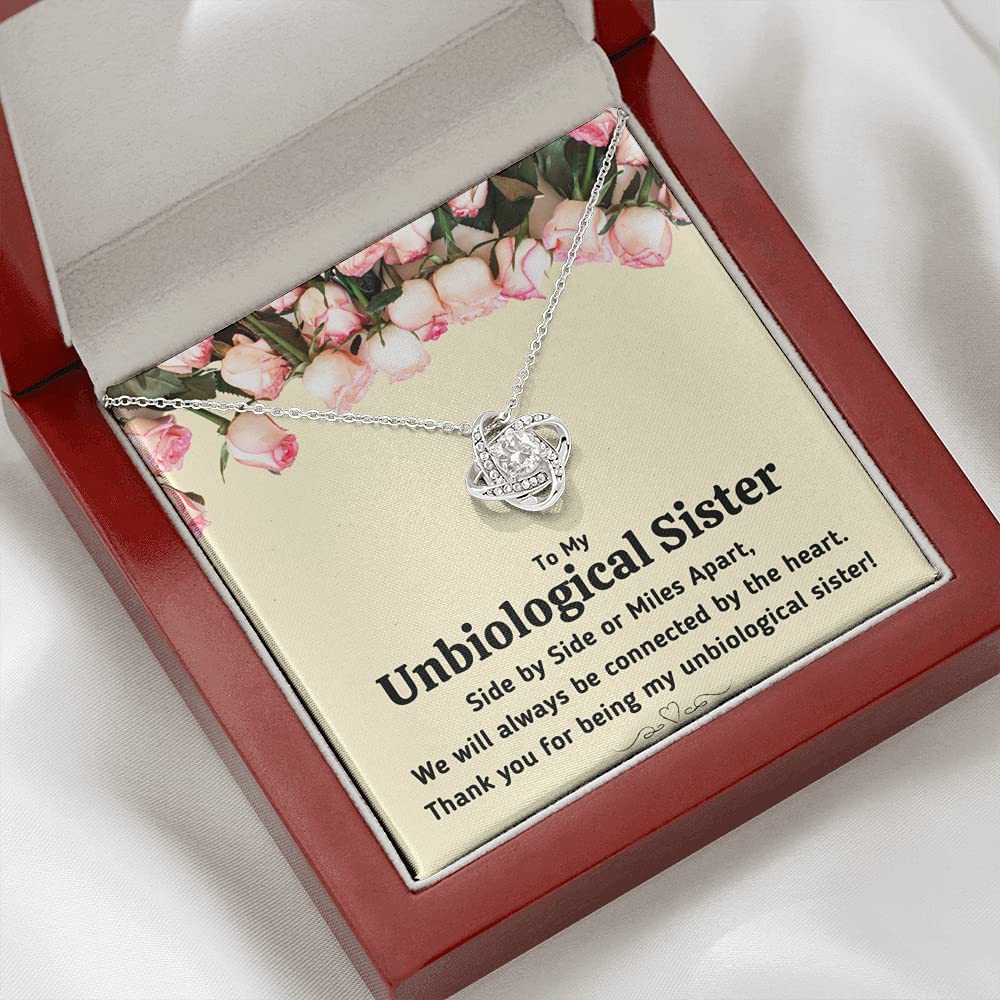Heartfelt 'Connected by the Heart' Love Knot Necklace Gift Set with Message Card & Gift Box - Perfect for Best Friends, Soul Sisters & Unbiological Sisters - Ideal for Birthdays, Anniversaries & Friendship Day Gifts