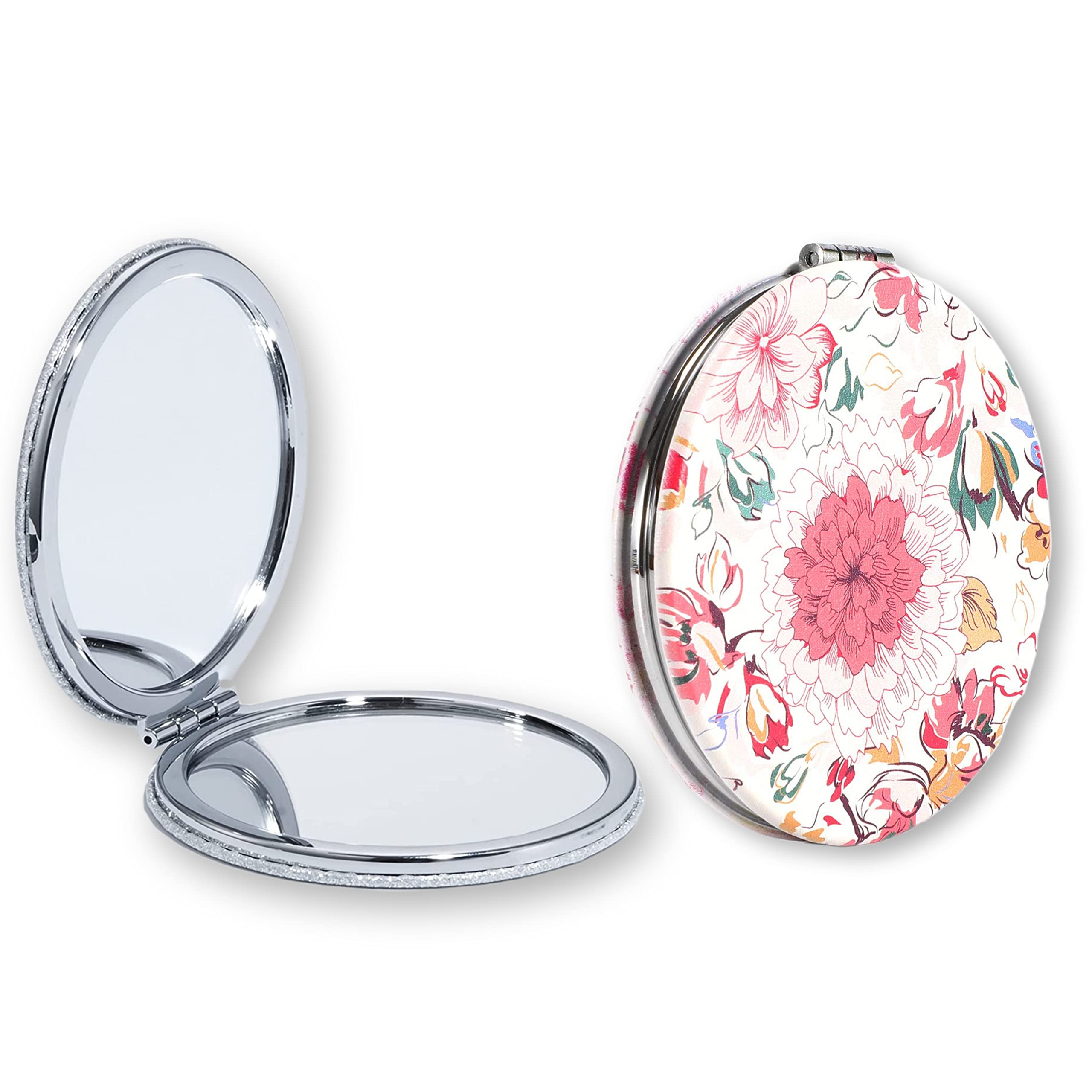 Compact Makeup Mirror for Women & Men - Portable Vanity Mirror with Tabletop Mount | Black Round Glass Mirror for Handbag, Purse & Travel | Perfect for Home, Office & On-The-Go Touch Ups