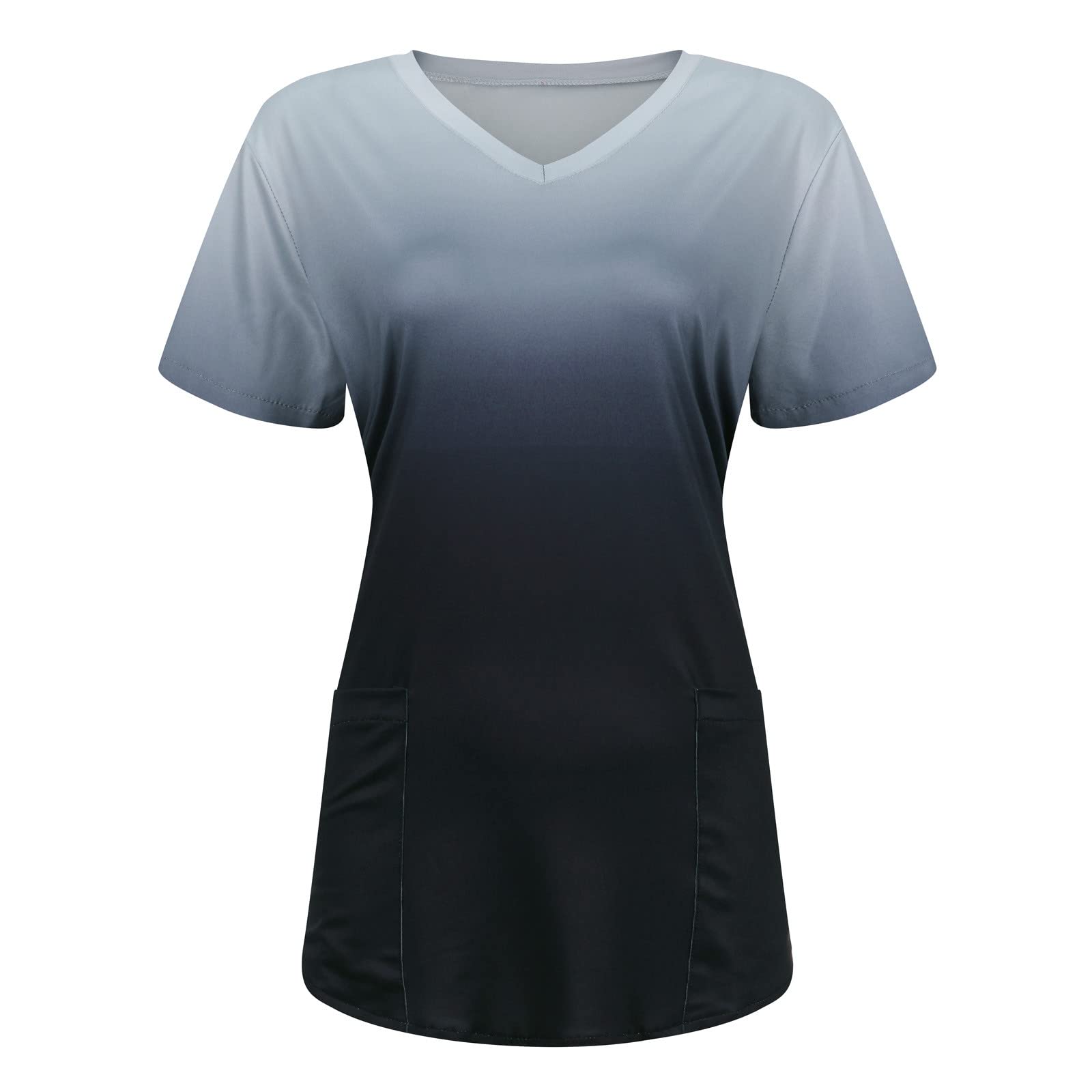 HuanKD Women's Scrubs Set - Short Sleeve V-Neck Cartoon Print Nursing Uniform Top (Sizes S-5XL) | Comfortable Medical Workwear for Nurses, Doctors & Healthcare Professionals | Perfect for Hospitals, Clinics & Healthcare Facilities