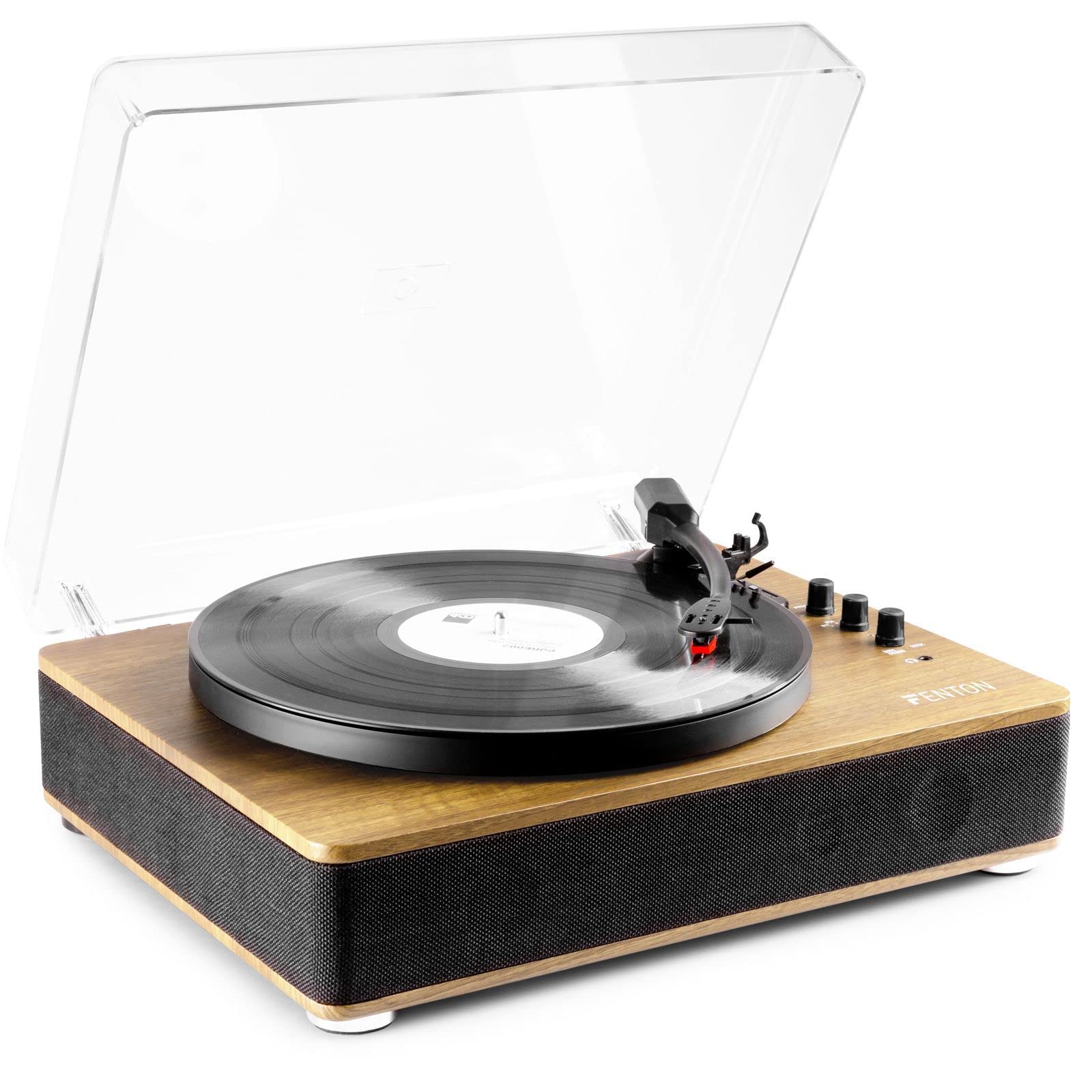 Fenton RP162L Lightwood Bluetooth Turntable - Portable Wireless Record Player with Built-in Speakers | Vinyl to Bluetooth Streaming | Perfect for Home, Office & Outdoor Music Listening