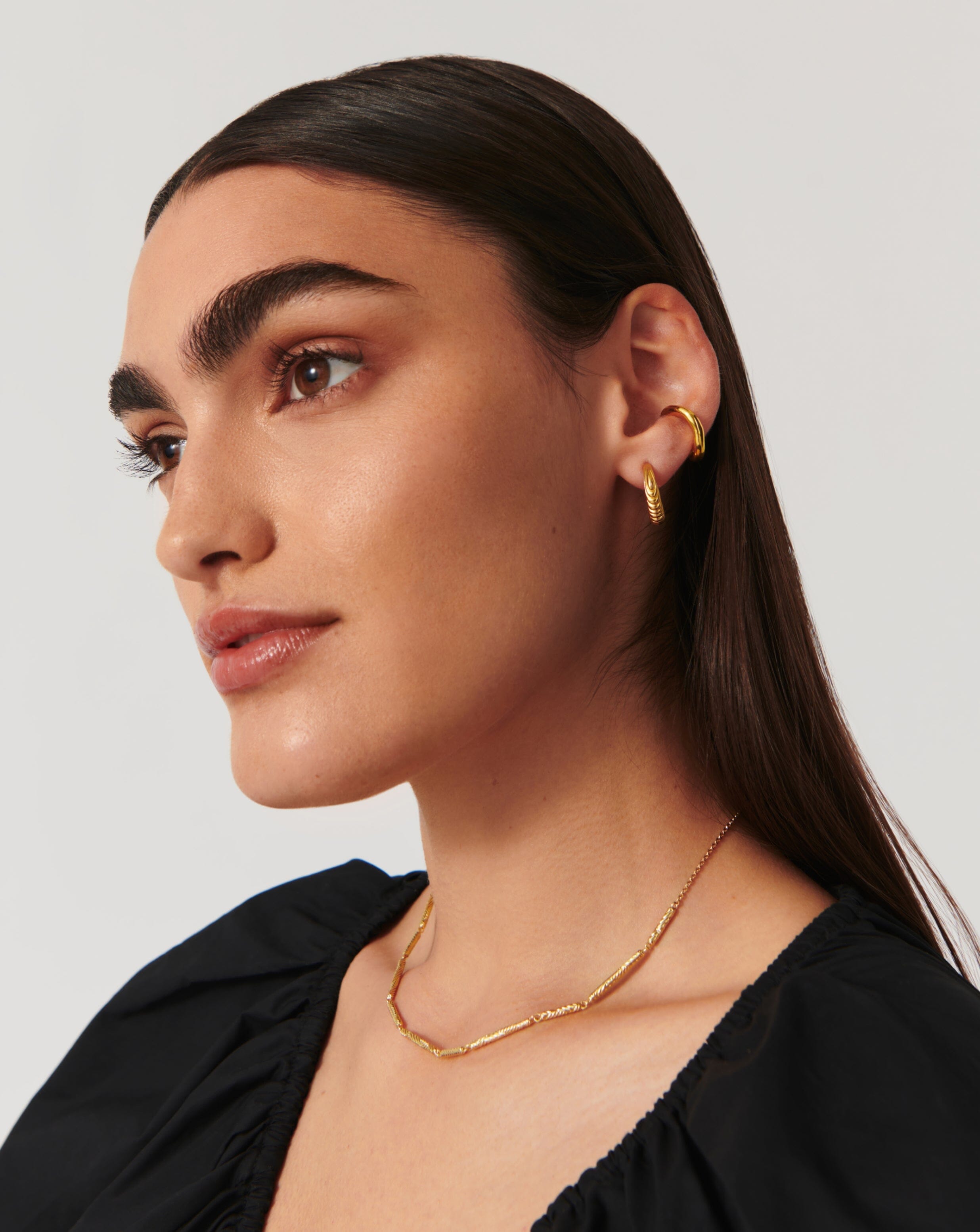 Wavy Ridge Small Hoop Earrings for Women - Trendy Minimalist Gold Hoops for Everyday Wear | Perfect for Work, Date Night & Casual Outfits