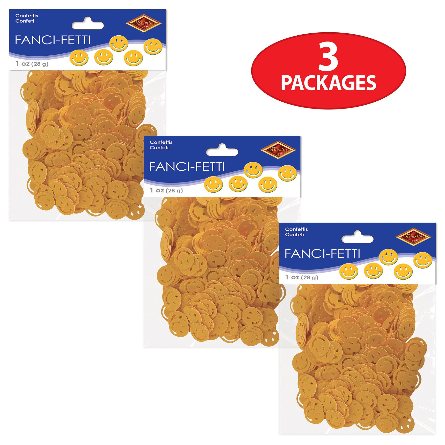 12 Pack Yellow Smiley Face Confetti - 1 Oz per Pack - Perfect for Birthday Parties, Baby Showers & Celebrations