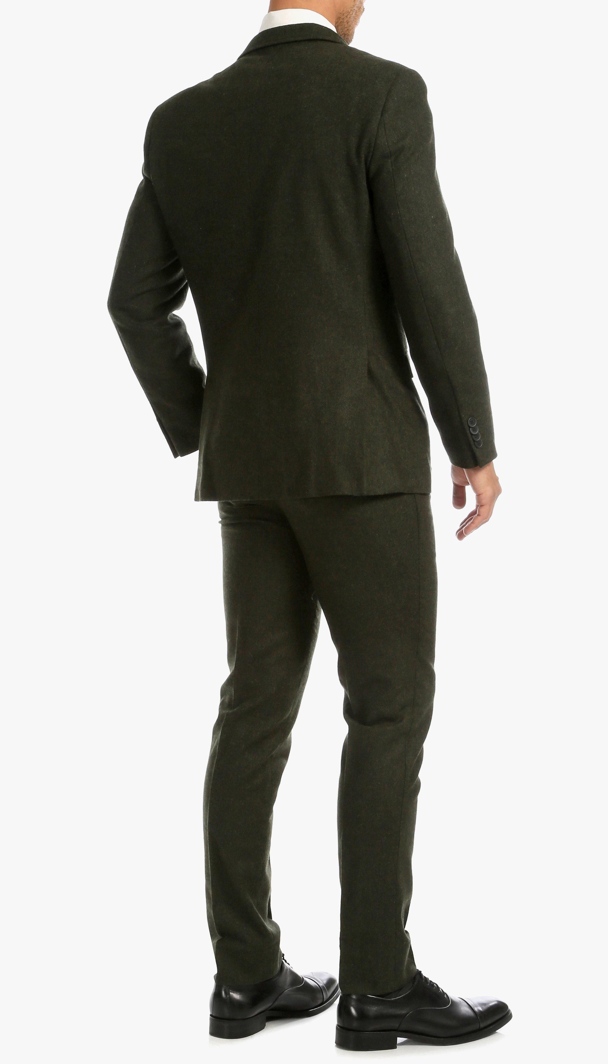 Green Tweed Men's Slim Fit 3-Piece Suit | Formal Business Attire & Wedding Outfit | Perfect for Office, Interviews & Special Occasions