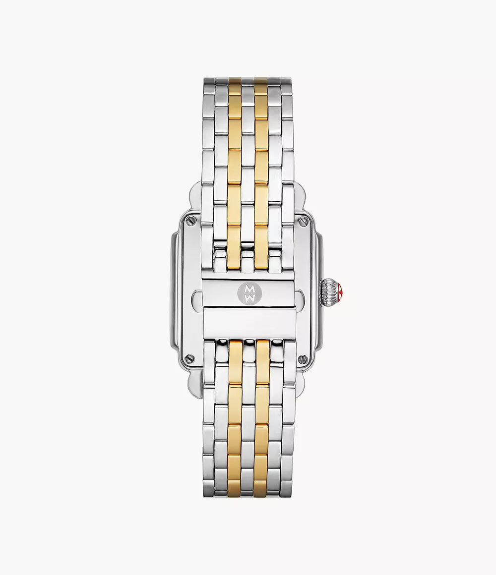 Deco Mid Two Tone 18K Gold Plated Diamond Dial Watch for Women - Luxury Fashion Timepiece for Business, Party & Everyday Wear
