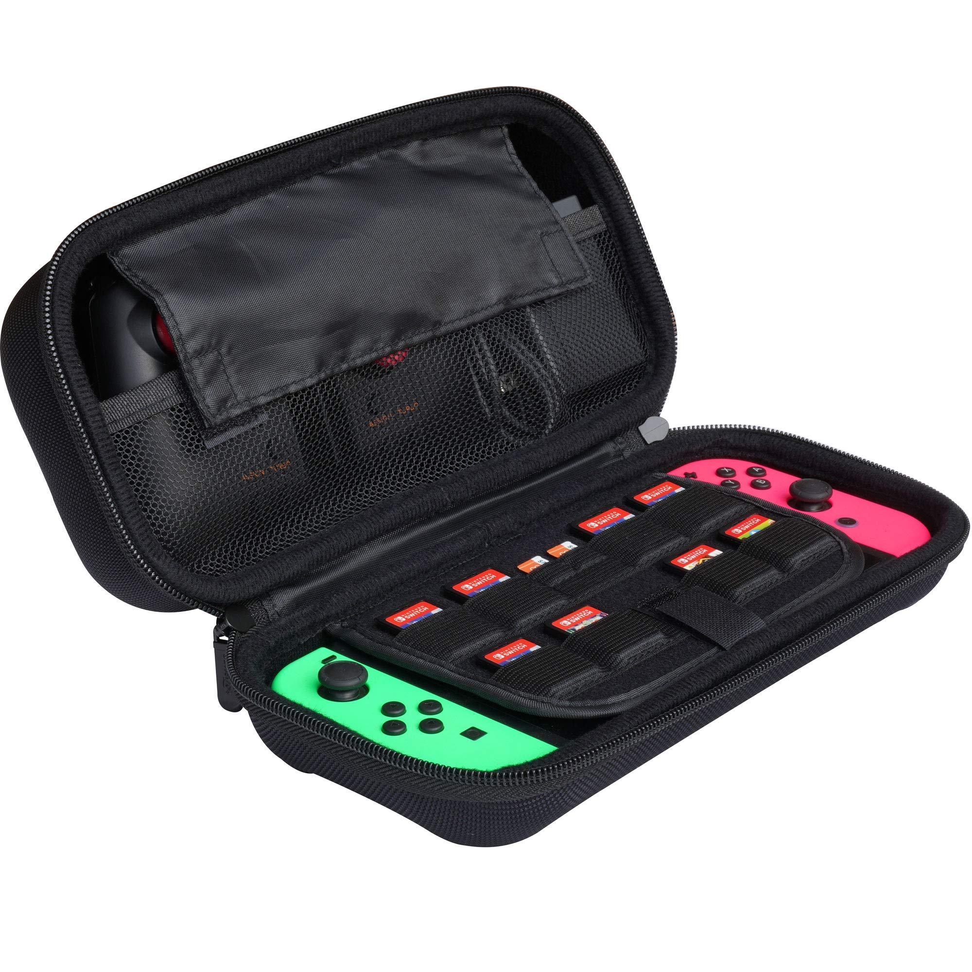 ButterFox Extra Large Nintendo Switch OLED Case - Compatible with Pro Controller & Hori Split Pad Pro, Includes Wall Charger & 8 Game Card Slots (Black) - Perfect for Travel, Gaming Parties & On-the-Go Protection