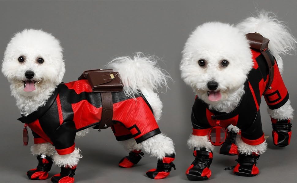Premium Superhero Dog Costume for Small Dogs - Red Deluxe Pet Outfit for Christmas & Halloween - Full Set with Cape & Mask for Dress-Up & Photo Shoots