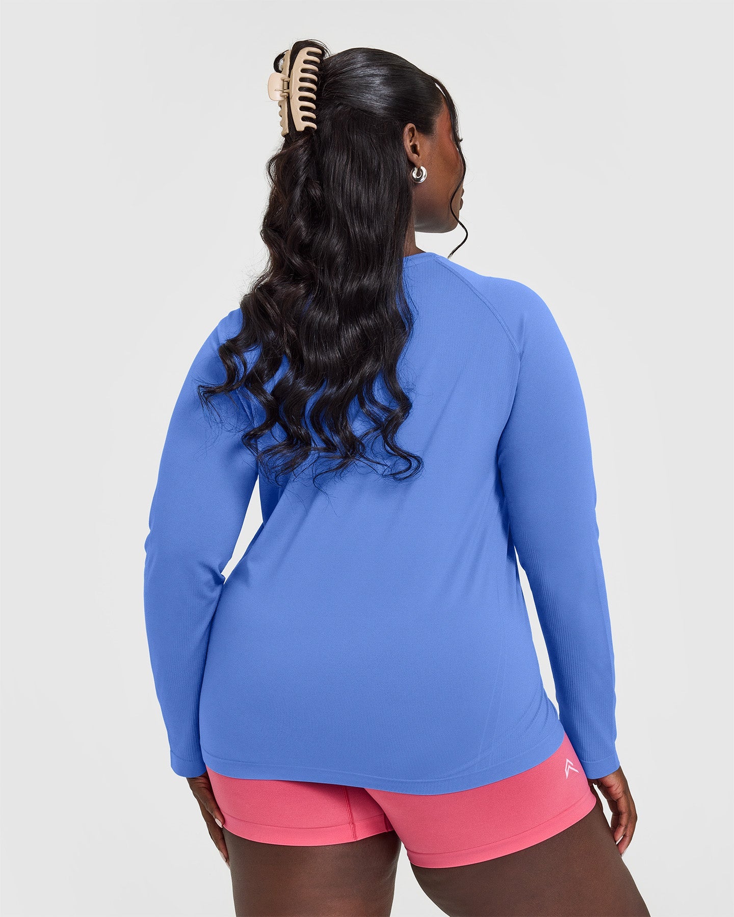 Seamless Loose Fit Long Sleeve Top for Women - Soft Comfortable Glaucous Blue Shirt | Perfect for Yoga, Workout & Casual Wear