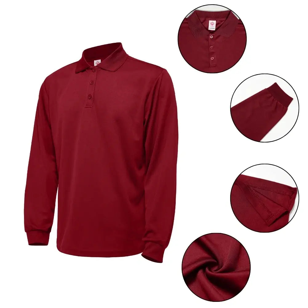 3 Pack Men's Quick Dry Long Sleeve Polo Shirts - Moisture Wicking & Breathable for Golf, Hiking & Outdoor Activities