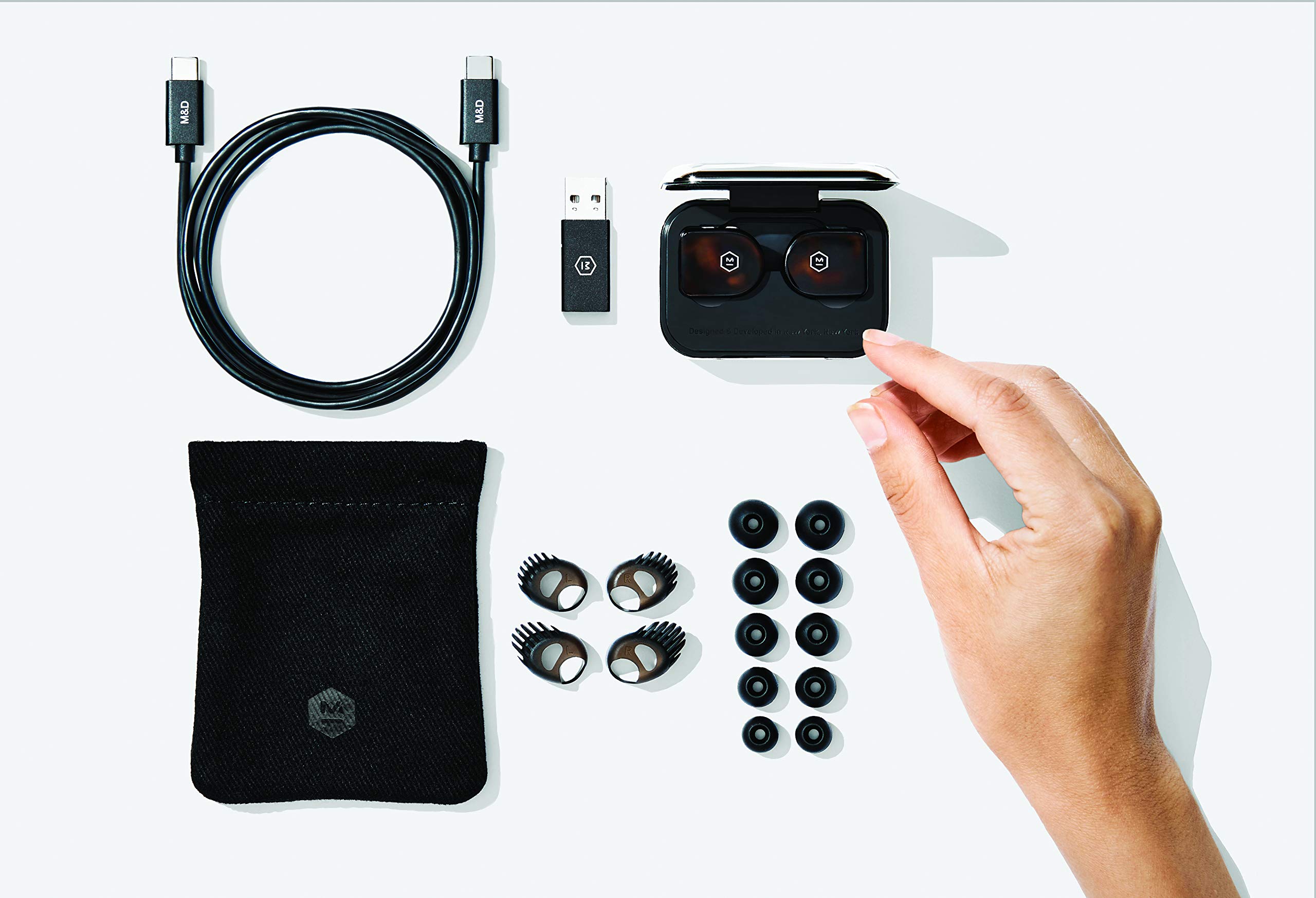 Master & Dynamic MW07TS True Wireless Earbuds - Bluetooth 5.0 Noise Isolating Headphones with Premium Sound, Lightweight Comfort & Tortoiseshell Design - Perfect for Commuting, Workouts & Travel