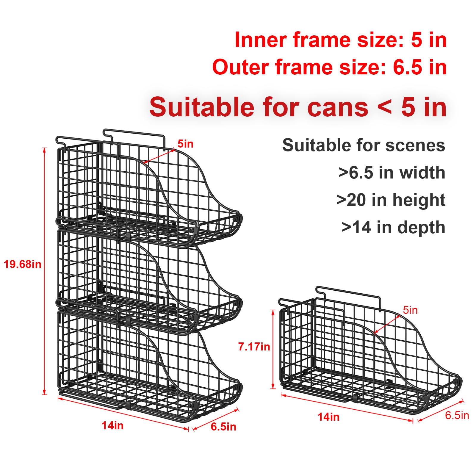 3-Pack Stackable Standing Can Dispenser Organizer - Foldable Beverage & Soda Storage Bin with Handles for Kitchen, Pantry, Countertop or Cabinet - Perfect for Parties, BBQs & Home Organization (Patent Pending)