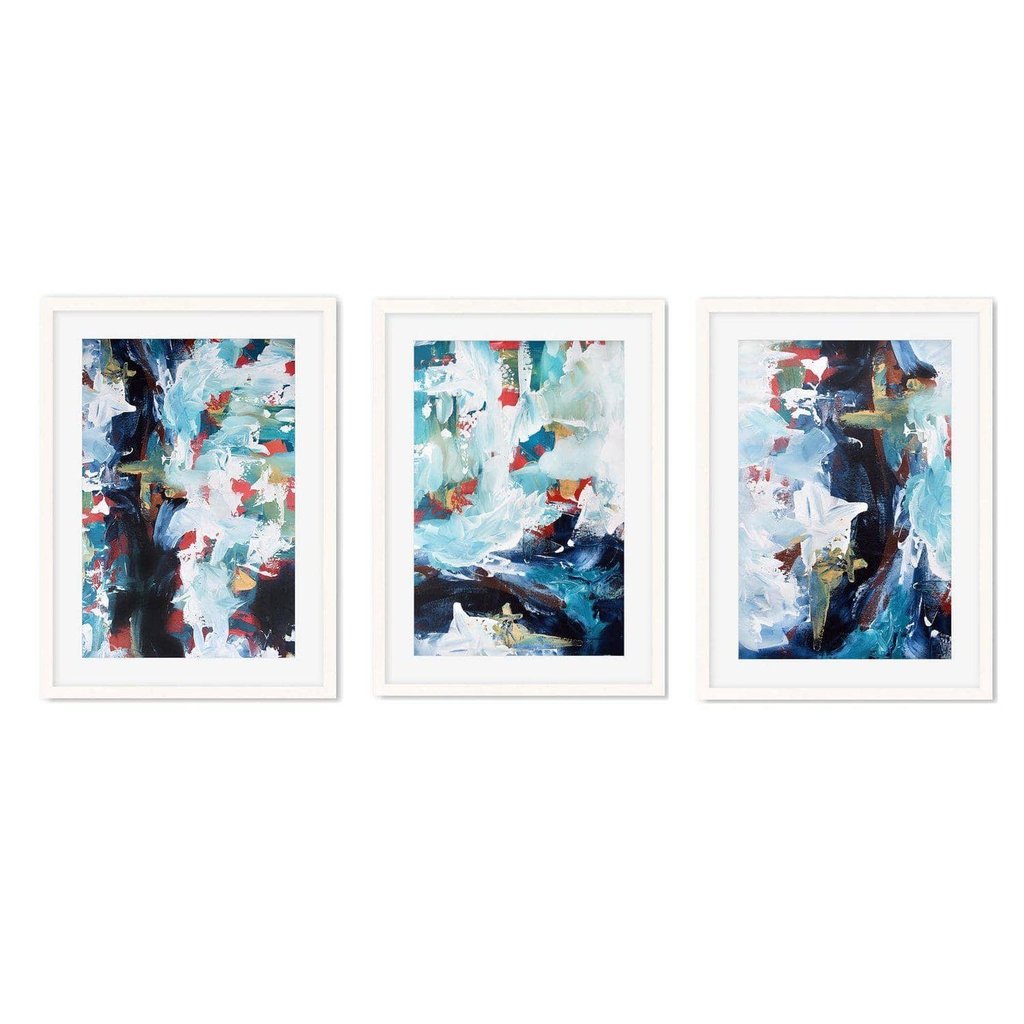 Ocean Waves Print Set of 3 - Coastal Wall Art Decor for Living Room, Bedroom & Office - Beach Themed Canvas Paintings for Home Decor