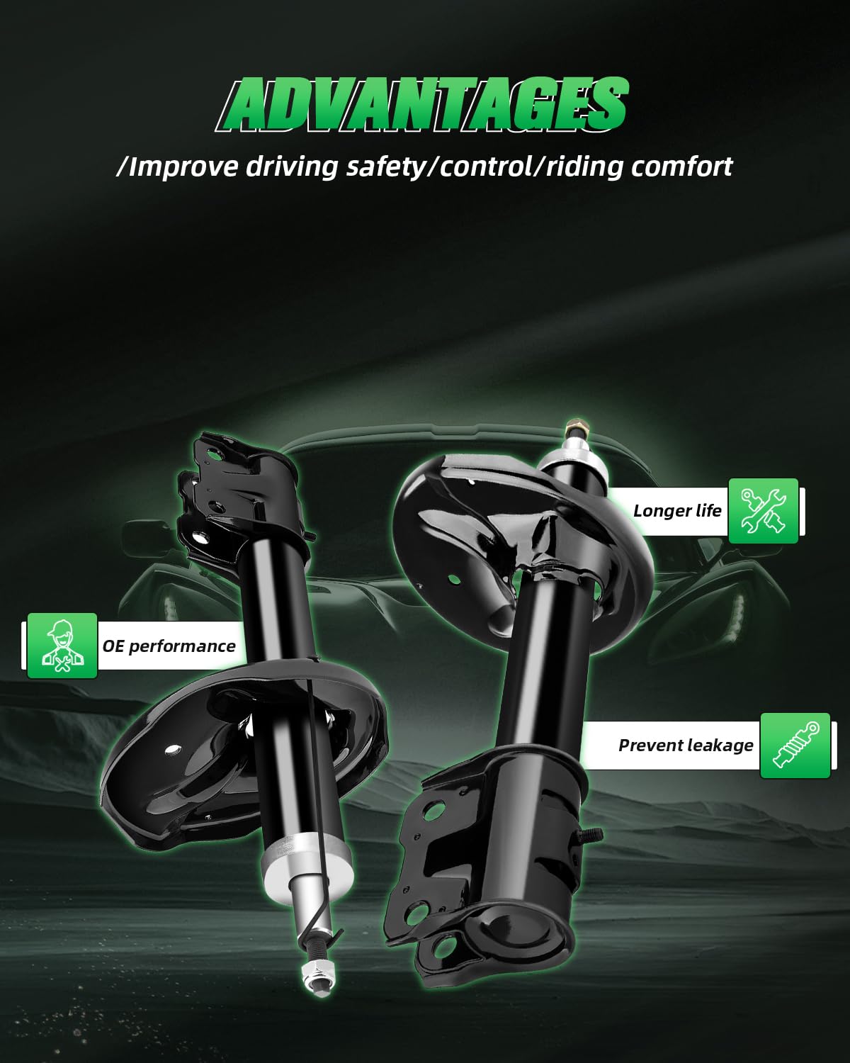 SCITOO Complete Shock Absorber & Strut Kit for Mitsubishi Outlander 2003-2004 - Front & Rear Suspension Replacement - Perfect for Off-Roading, Daily Commuting & Smooth Ride Comfort