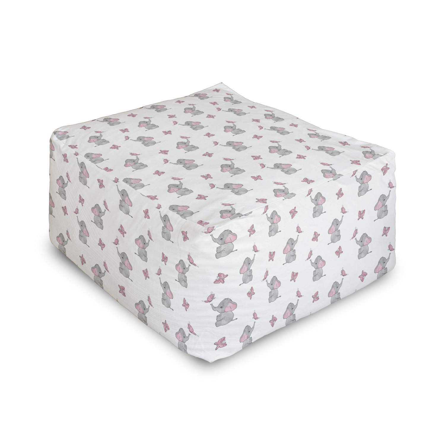 Ambesonne Animal Cartoon Rectangle Pouf with Playing Butterflies Design - 25
