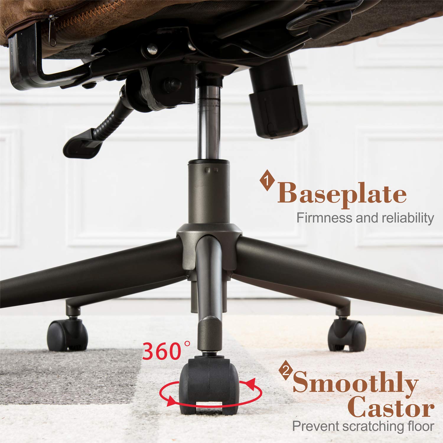 Ergonomic High Back Office Chair - Modern Suede Fabric Computer Desk Chair for Home & Executive Office - Comfortable & Adjustable for Long Hours of Work (Brown) - Perfect for Remote Work, Gaming & Study Sessions