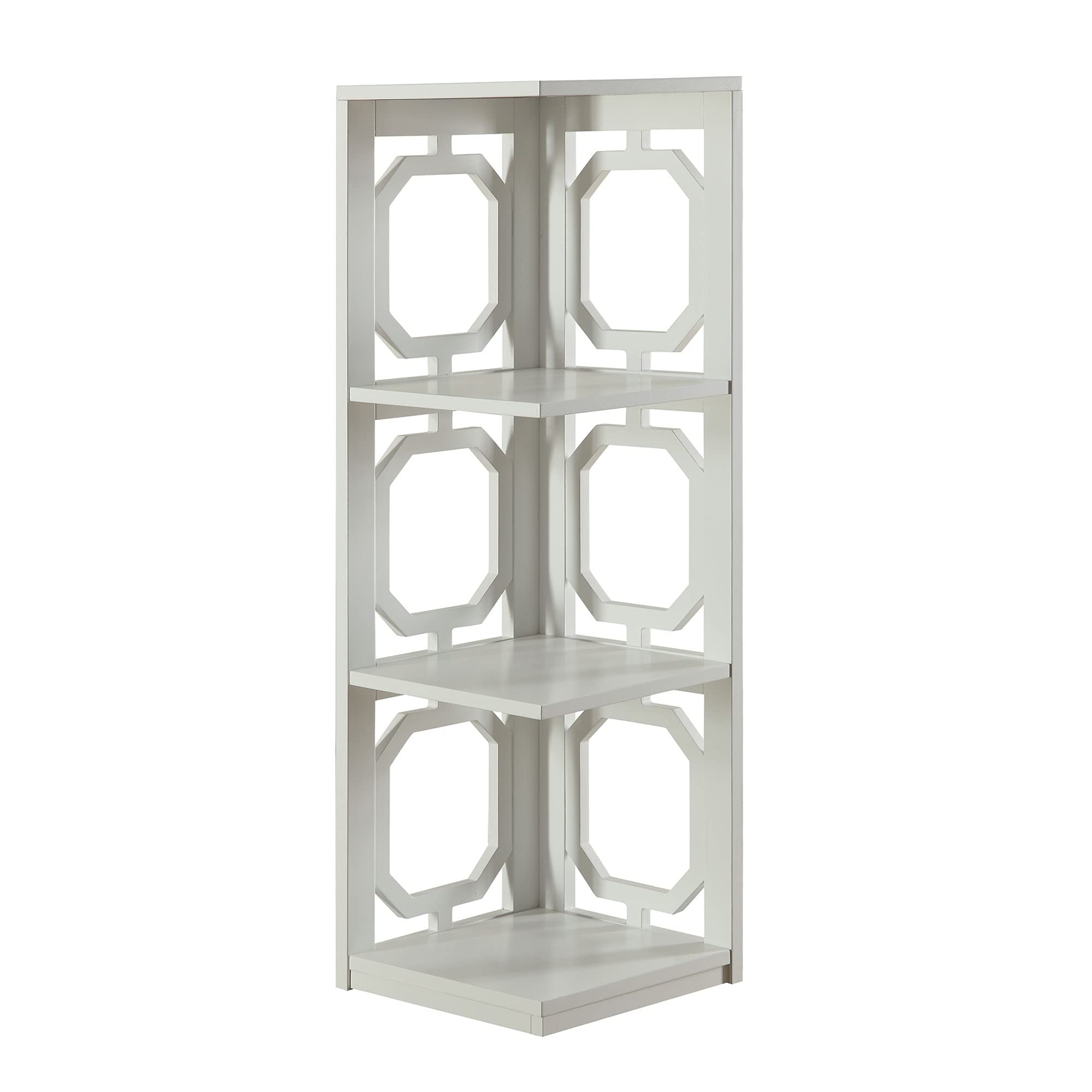 Ergode Omega 3-Tier Corner Bookcase - Space-Saving Bookshelf for Living Room, Bedroom & Office - Wooden Storage Shelf for Books, Decor & Essentials