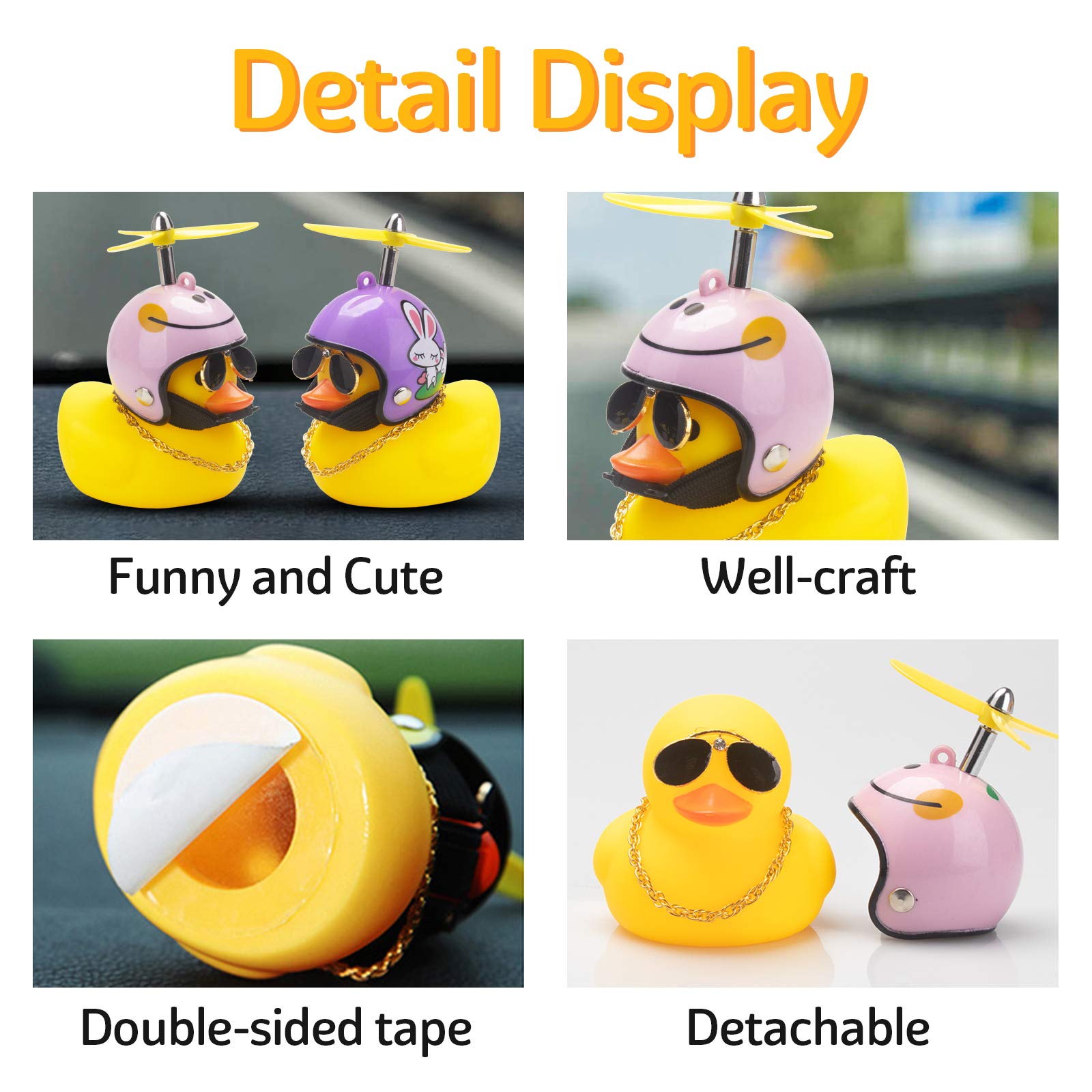 Wonuu Cute Yellow Rubber Duck Car Decor with Propeller - Pink Smile Dashboard Ornament for Cars, Trucks & SUVs - Fun Gift for Kids & Car Enthusiasts