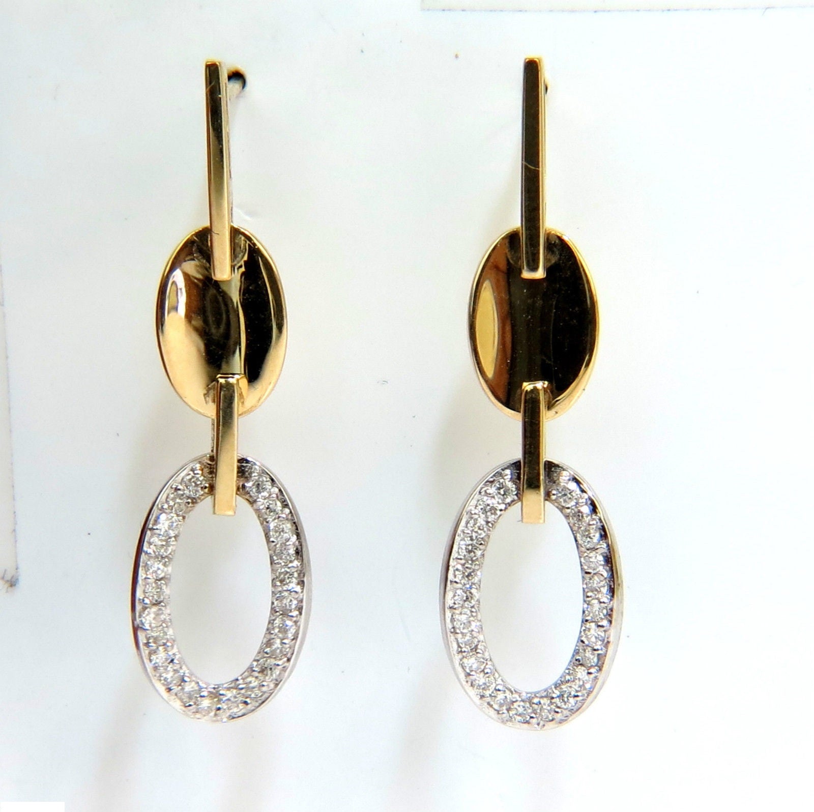 0.40CT Diamond Dangle Earrings 14K Two-Toned Gold F/VS Clarity Mirror Finish for Women - Perfect for Weddings, Parties & Special Occasions