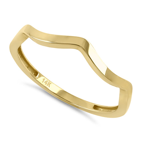 14K Solid Yellow Gold Wave Ring for Women - Elegant Stackable Minimalist Jewelry for Everyday Wear, Gifts & Special Occasions