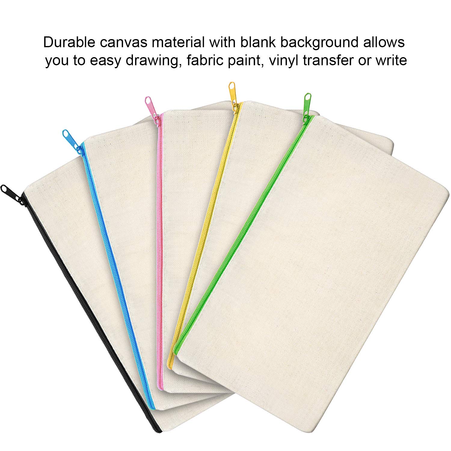 Canvas Zipper Pouch Bags - 10 Pack Multi-Color Cosmetic & Makeup Organizers for Travel, School, DIY Crafts | Pencil Cases, Toiletry Bags, Art Supply Storage & Gift Wrapping Accessories