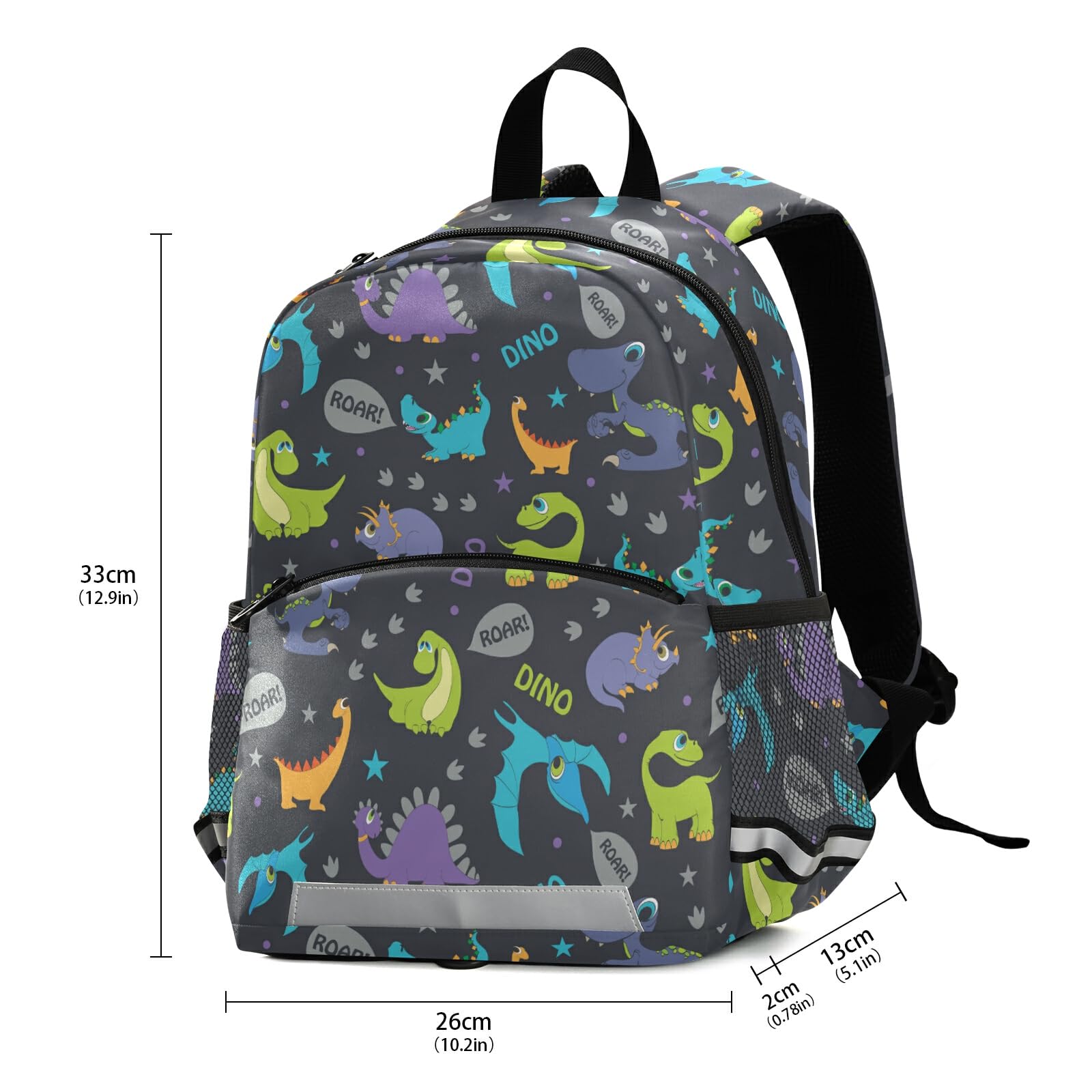 Dinosaur Kids Backpack for Boys & Girls - Cute Cartoon Toddler Hiking Backpack with Chest Strap | School, Preschool, Travel & Outdoor Adventure Backpack for Children