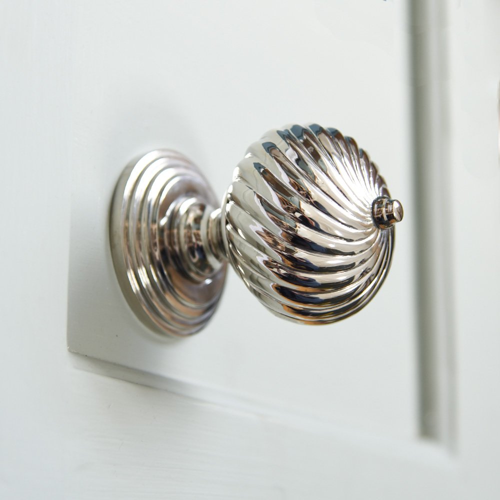 Polished Nickel Burcot Swirl Door Knobs - Elegant & Durable Hardware for Interior Doors, Bedrooms, Closets & Cabinets