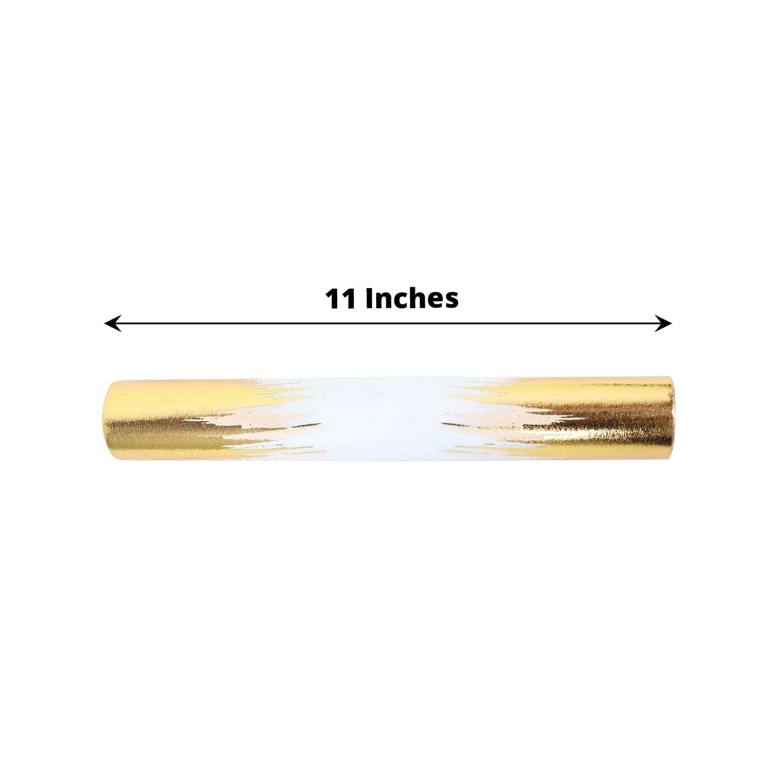 11x108 Metallic Icicle Print Non-Woven Fabric Table Runner - White & Gold Holiday Dining Decor for Christmas Party & Winter Wedding Table Setting