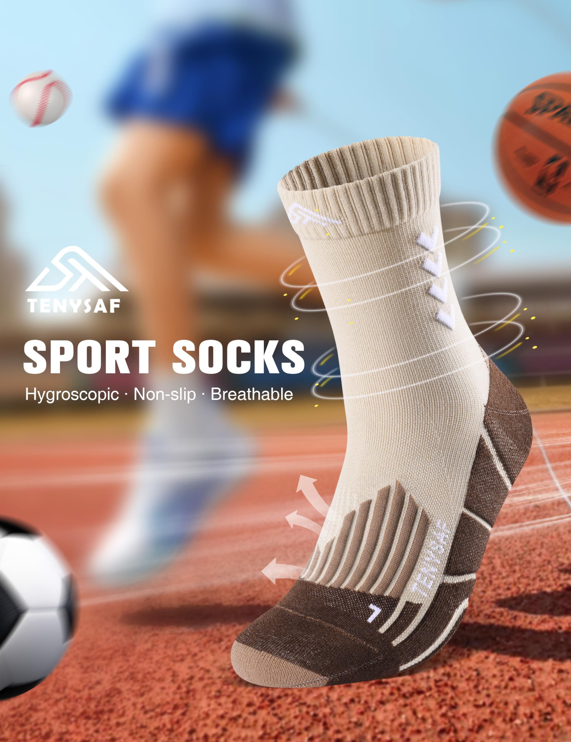 Best Compression Crew Running Socks for Men & Women - 3 Pairs Cushioned Athletic Socks for Work, Hiking, Basketball & Sports - Perfect for Marathon Training, Gym Workouts & Outdoor Activities