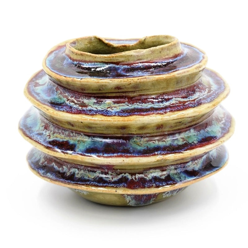 Elegant Porcelain Vase with Luffa Ring Design in Green & Purple - Perfect for Home Decor, Wedding Centerpieces & Gift Giving
