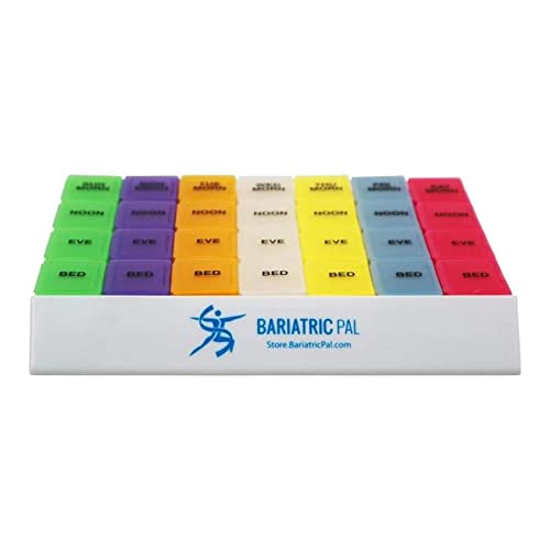 BariatricPal Jumbo 24/7 4 Times a Day Vitamin & Pill Organizer - Large Weekly Medication Box with Removable Daily Compartments & Storage Tray - Perfect for Travel, Elderly Care & Daily Health Management
