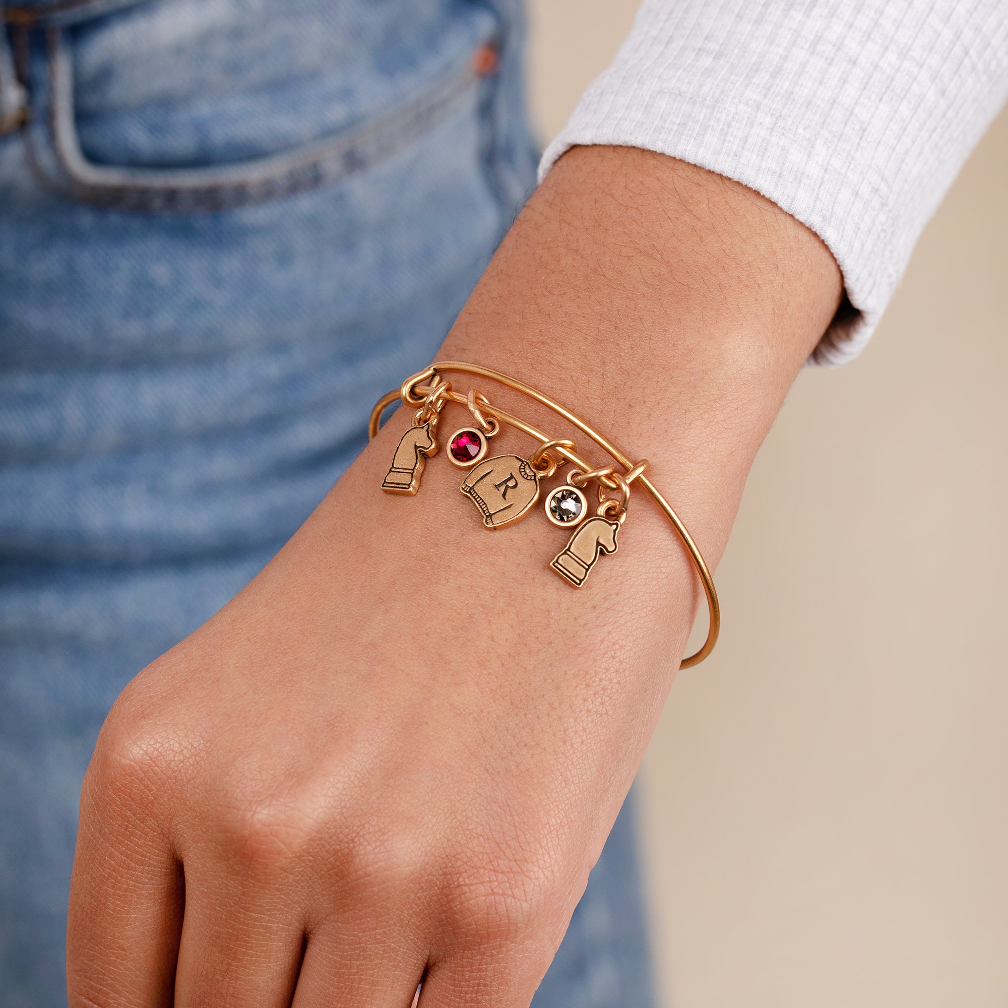 Harry Potter™ Ron Weasley Multi-Charm Bangle Bracelet - Official Wizarding World Jewelry for Fans & Collectors - Perfect for Cosplay, Gifts & Everyday Wear