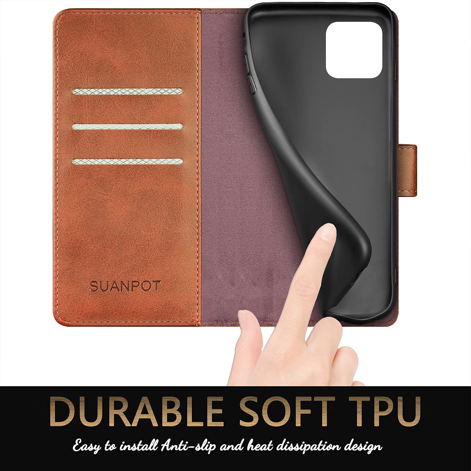 iPhone 13 Wallet Case with RFID Blocking - PU Leather Flip Cover for Credit Cards | Shockproof Protection for Daily Use