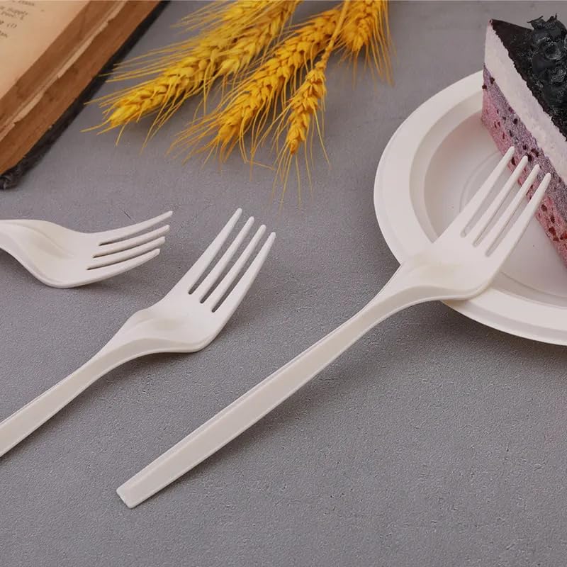 100% Eco-Friendly Compostable Forks - 50 Large Disposable Cornstarch Utensils (6.7 Inch) | Durable, Heat-Resistant Plastic Fork Alternative | Perfect for Parties, Picnics & Outdoor Events