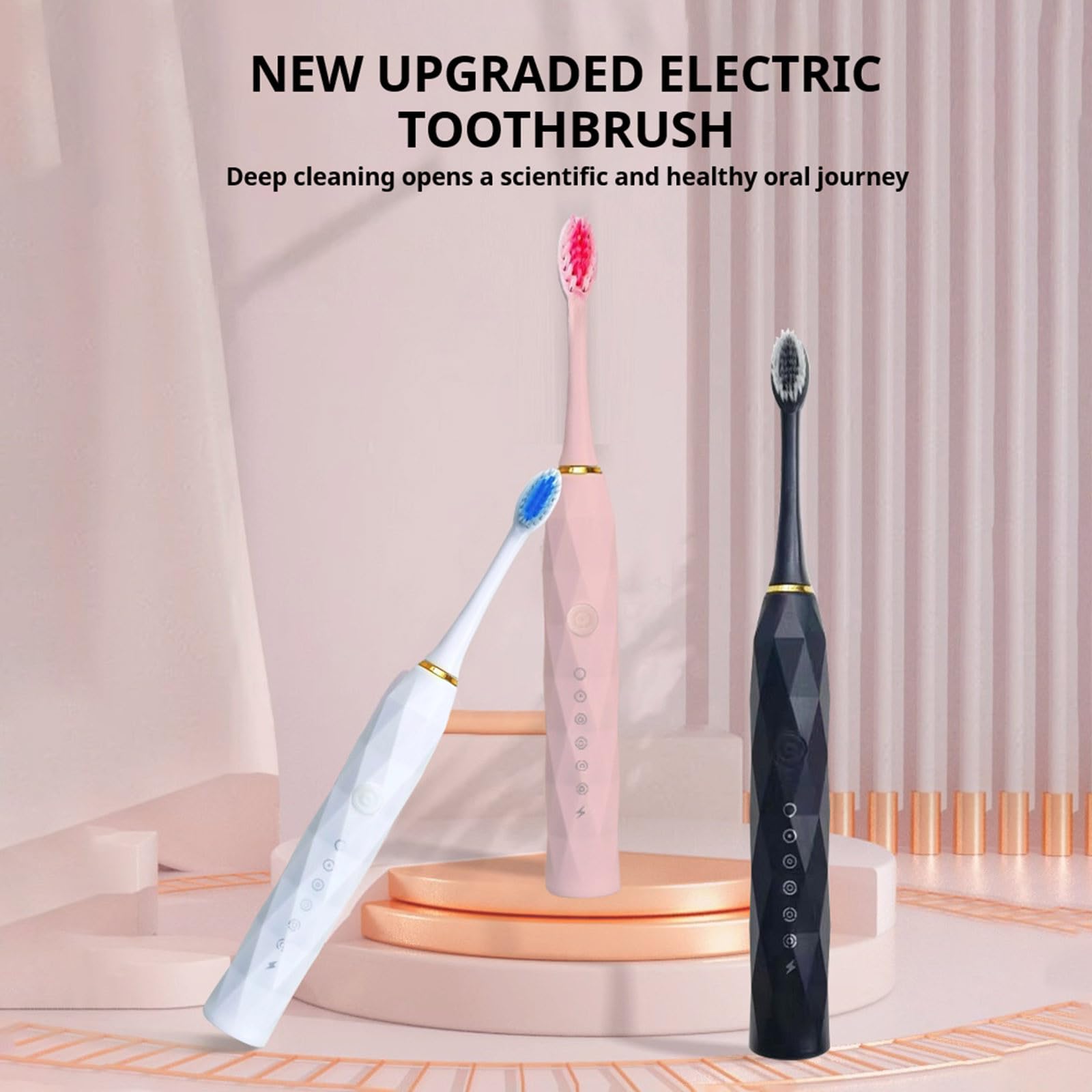 Rechargeable Electric Toothbrush for Adults & Kids - 6 Speed Modes with Soft Bristles, Smart Automatic Toothbrush with 5 Frequency Settings (Black) - Perfect for Family Oral Care & Travel Use