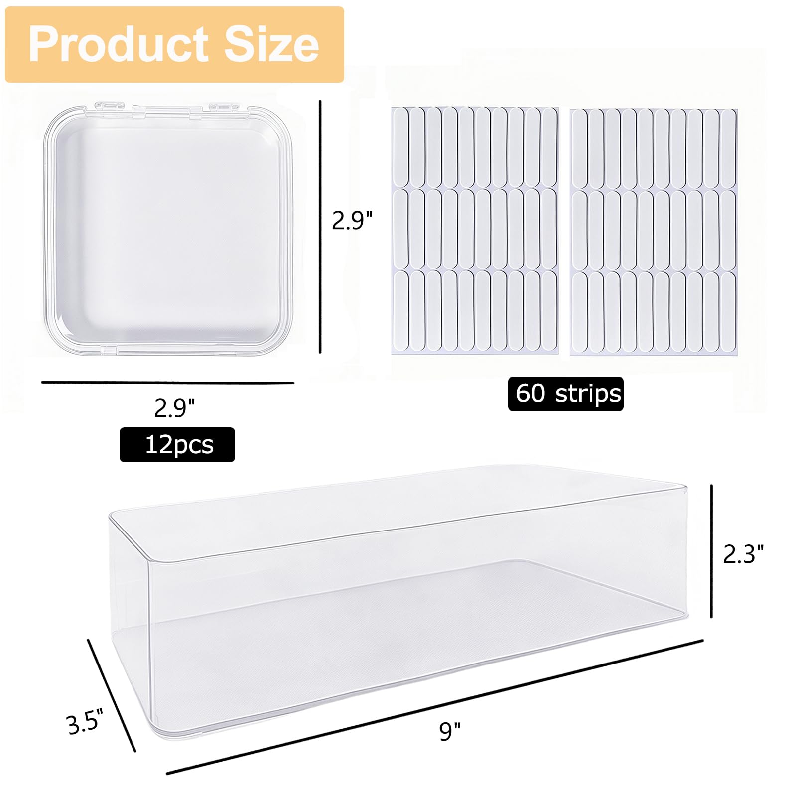 12 Pcs Clear Press On Nail Storage Box - False Nail Organizer Case with Double Sided Tape | Nail Art Display & Salon Business Supplies for Home & Professional Use