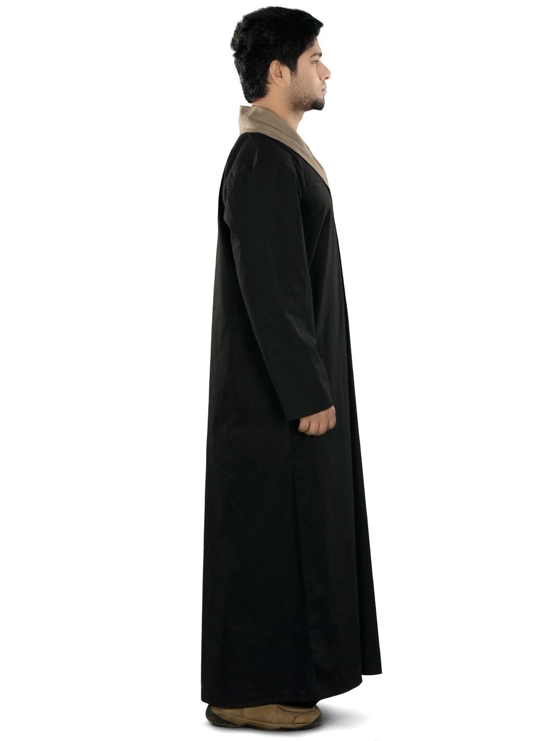 Afzal Black Galabiyya - Traditional Islamic Robe for Men - Comfortable & Stylish Prayer Dress for Mosque & Home Wear