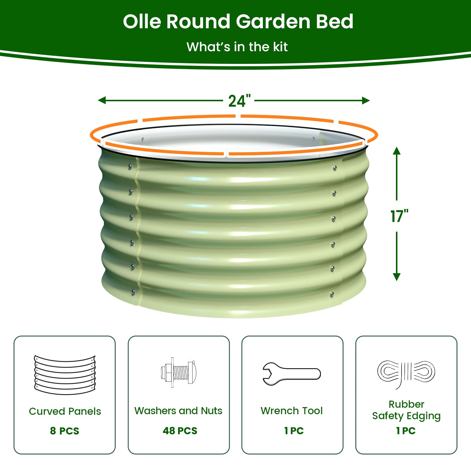 Olle Twin Round Metal Raised Garden Beds - 17