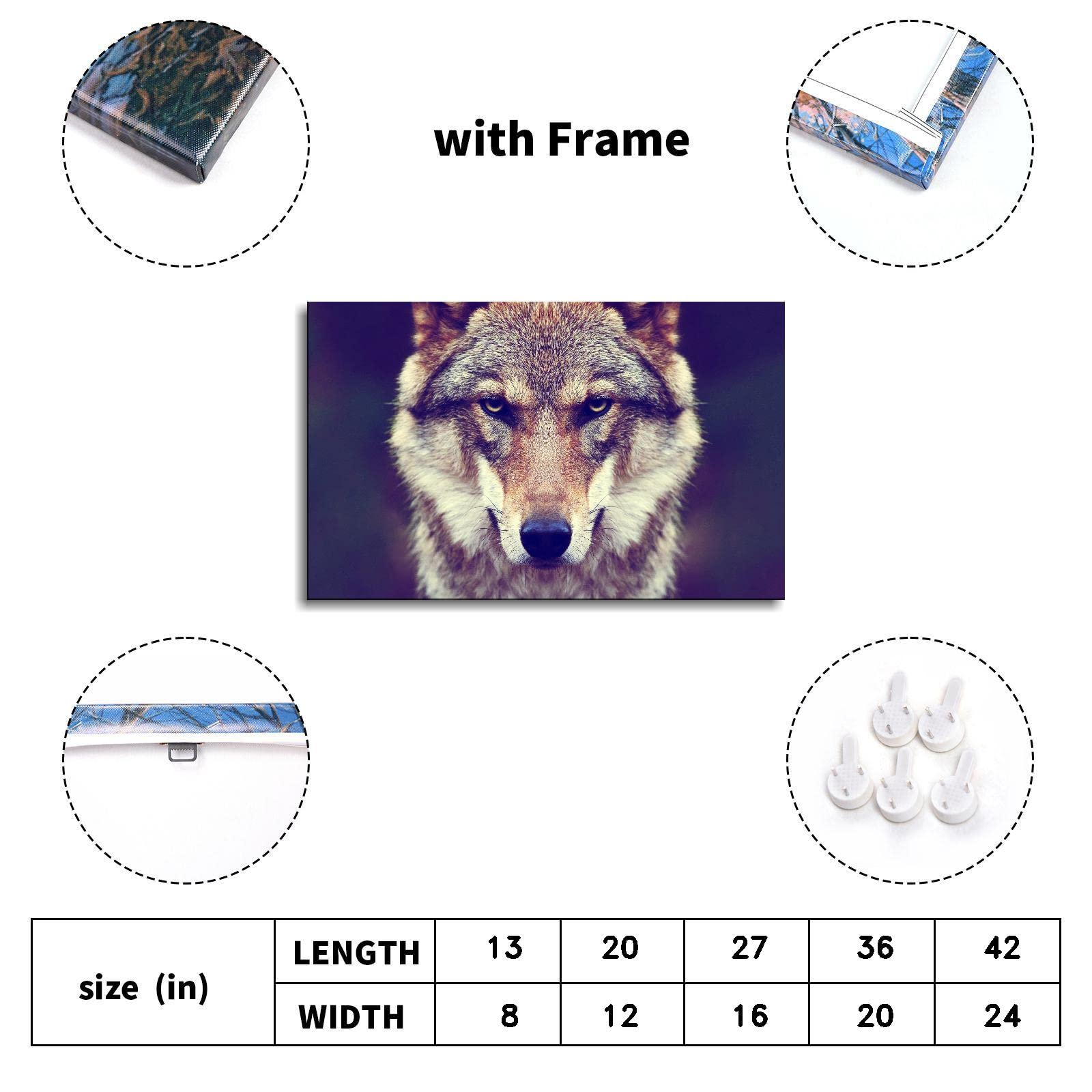 Wolf Canvas Art Print - Framed Animal Poster for Bedroom Wall Decor (42x24 inches) - Perfect for Home, Office & Cabin Decorations