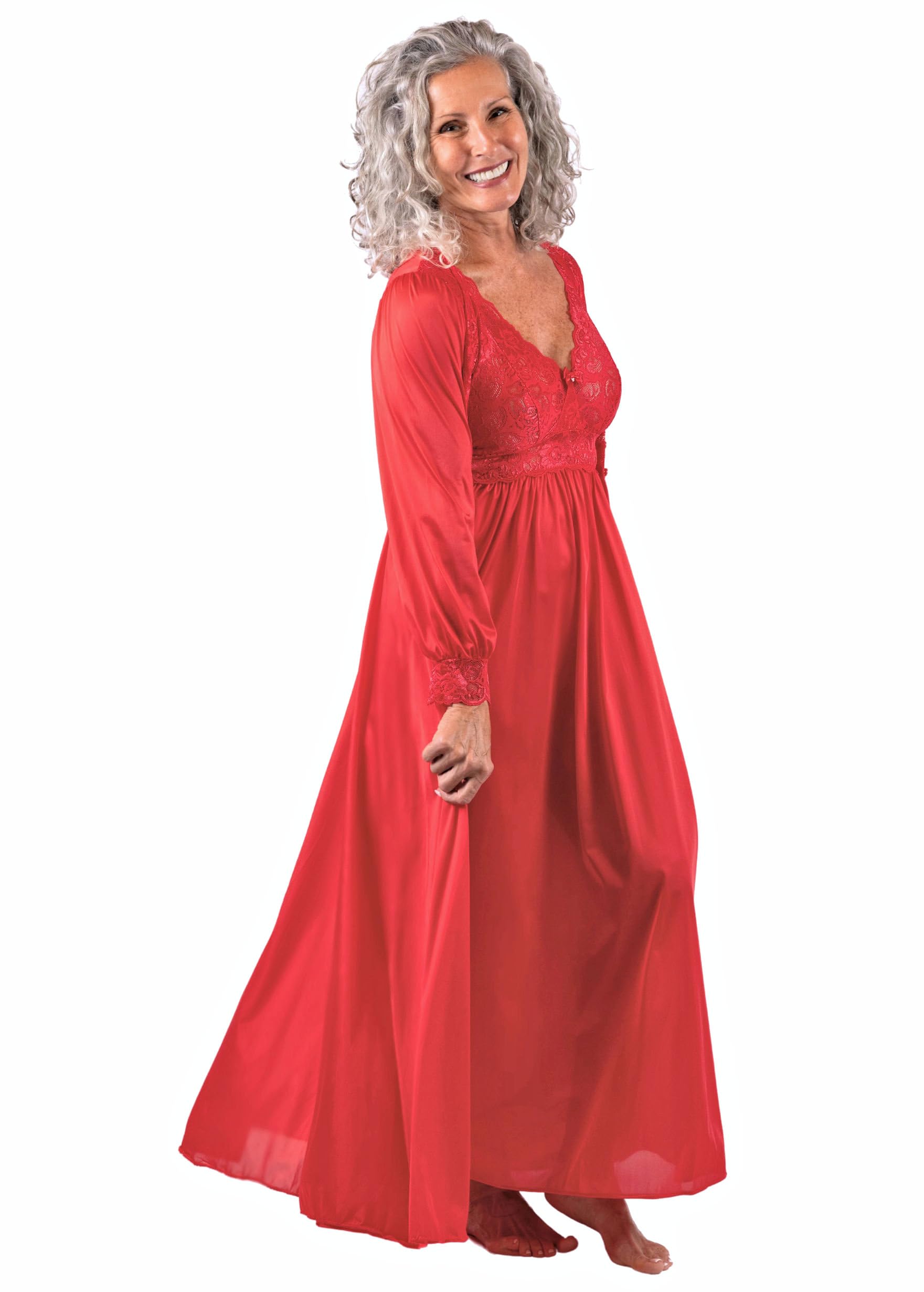 Shadowline Women's Nightgown & Robe Peignoir Set - Silhouette Nylon Sleepwear for Comfortable Lounge & Romantic Evenings