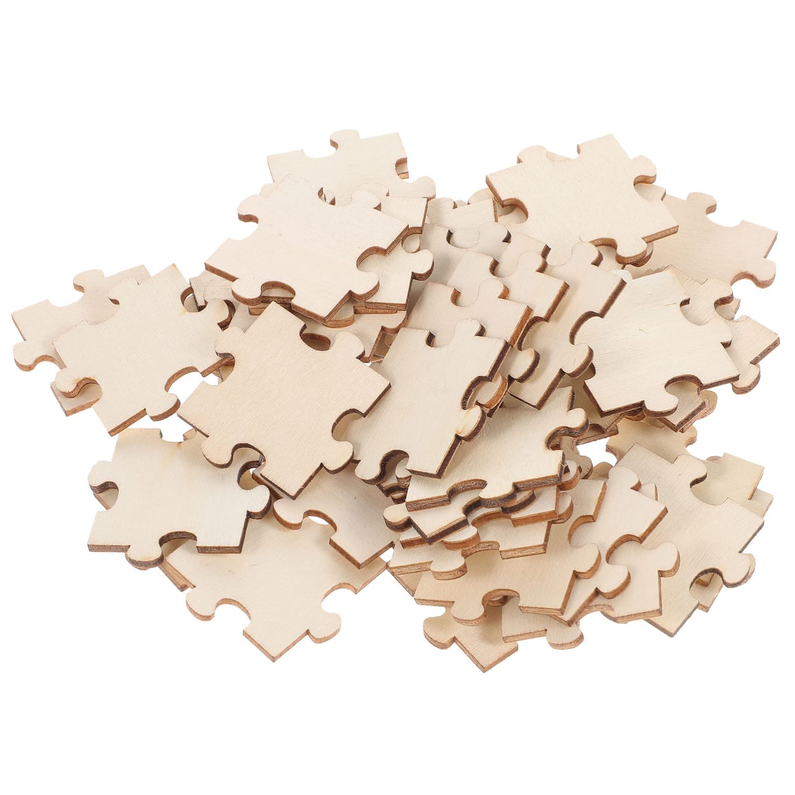 100Pcs Unfinished Wooden Puzzle Pieces - DIY Blank Wood Puzzle for Kids Arts & Crafts, Classroom Activities, Learning Tools - Perfect for Creative Projects, Educational Games, and Family Bonding Time