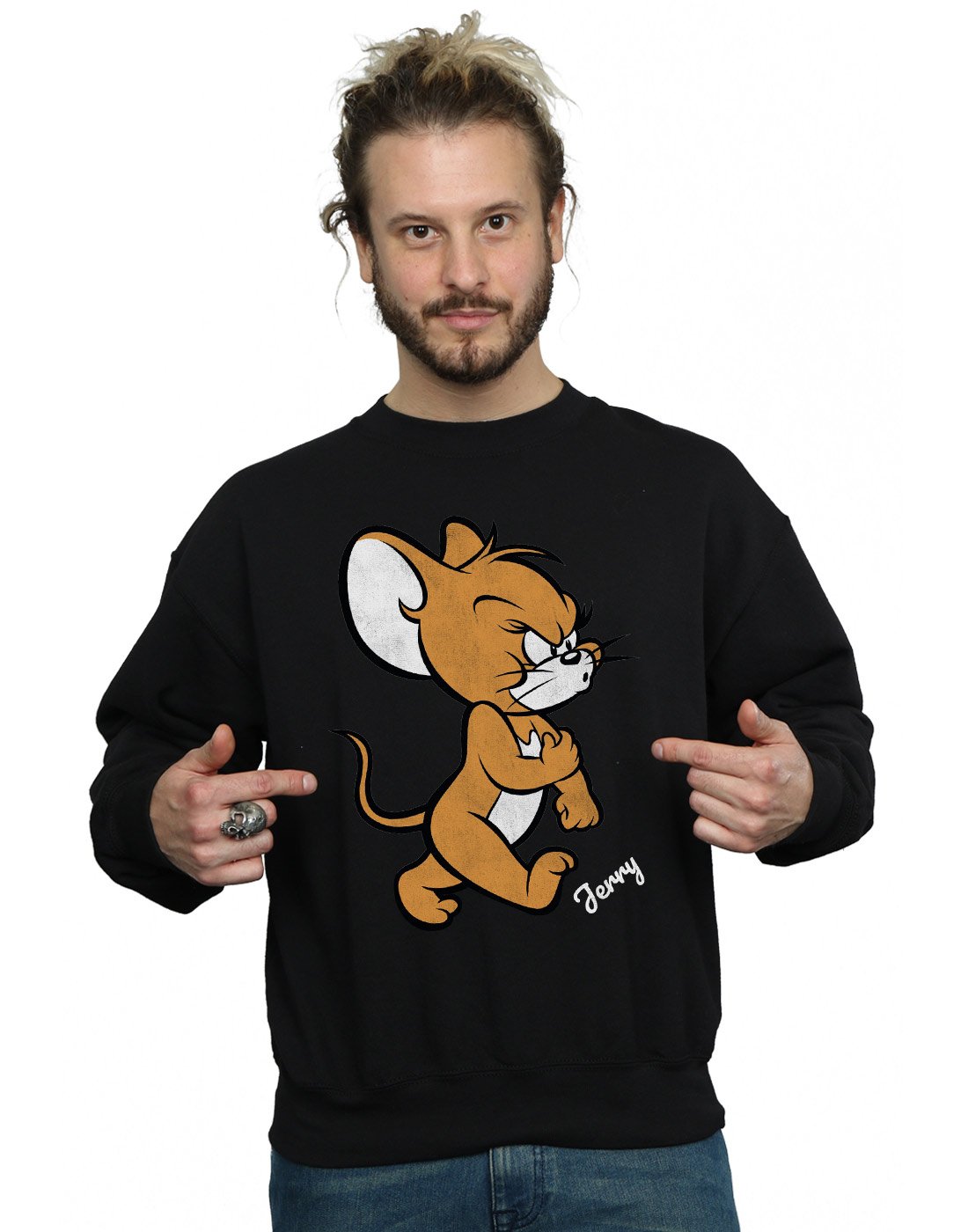 Tom and Jerry Men's Angry Mouse Graphic Hoodie - Black, Medium Size - Casual Streetwear for Cartoon Fans, Gifts & Everyday Comfort