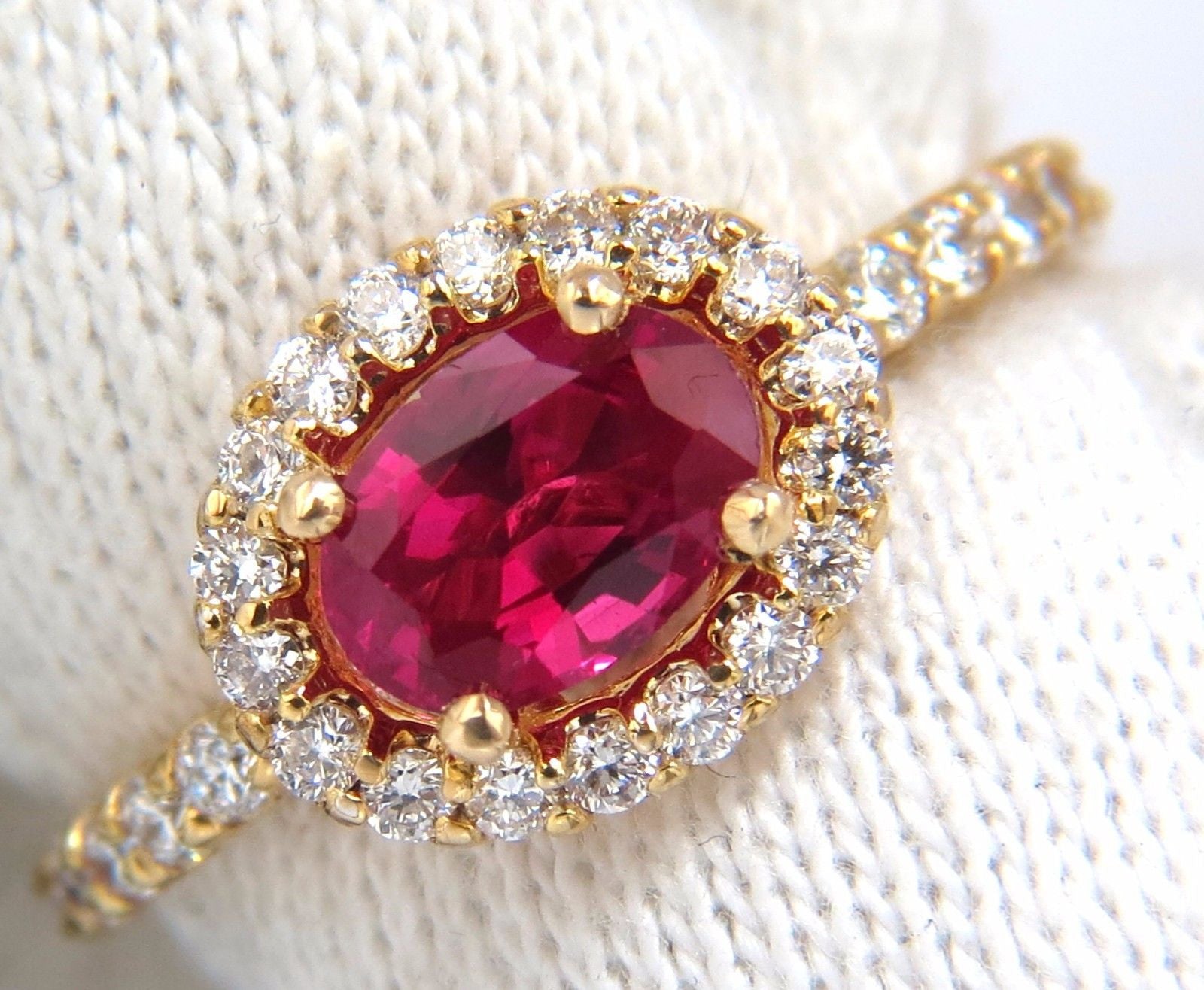 GIA Certified 1.01ct Oval Cut Red Ruby & 0.50ct Diamond Ring in 14K Gold - Elegant Engagement, Wedding, or Anniversary Jewelry Gift