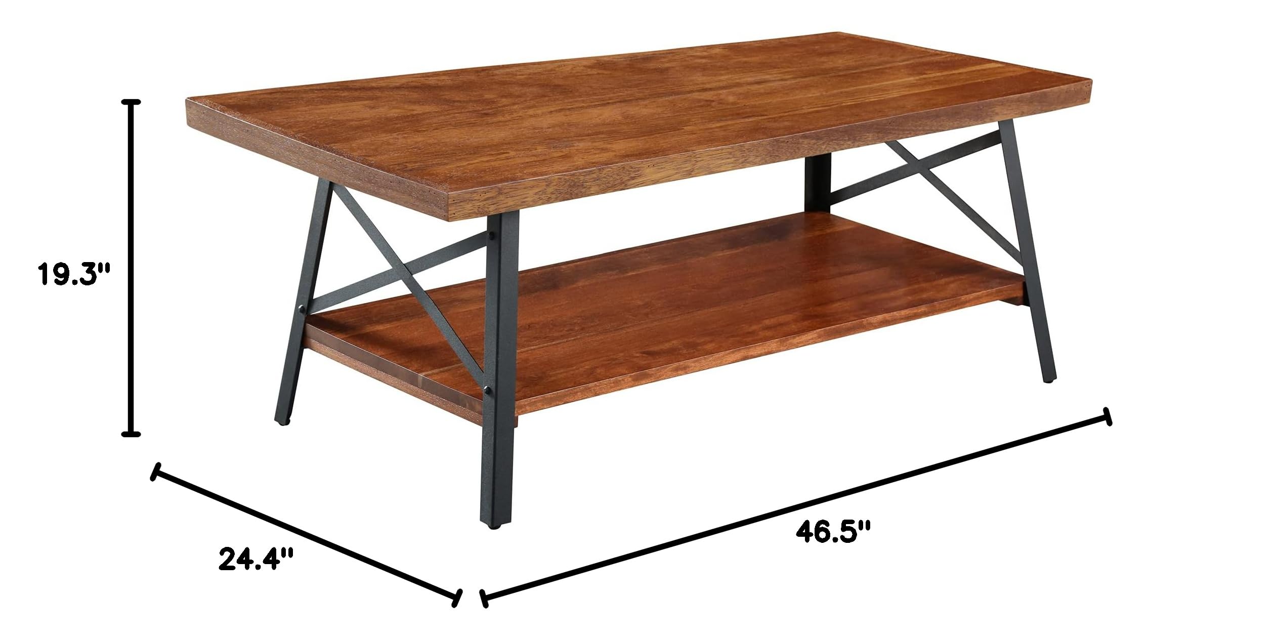 PrimaSleep Solid Wood Top & Steel Legs Cocktail Sofa Dining Garden Coffee Table - Brown - Perfect for Living Room, Patio, and Outdoor Entertaining