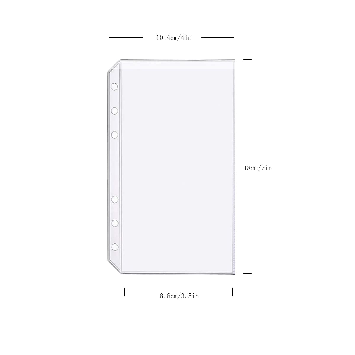 6 Pack A6 6-Hole Plastic Binder Pockets - Waterproof Document Folders for Receipts, Tickets & Small Papers - Perfect for Office Organization, School Supplies & Home Filing (A6 Size)